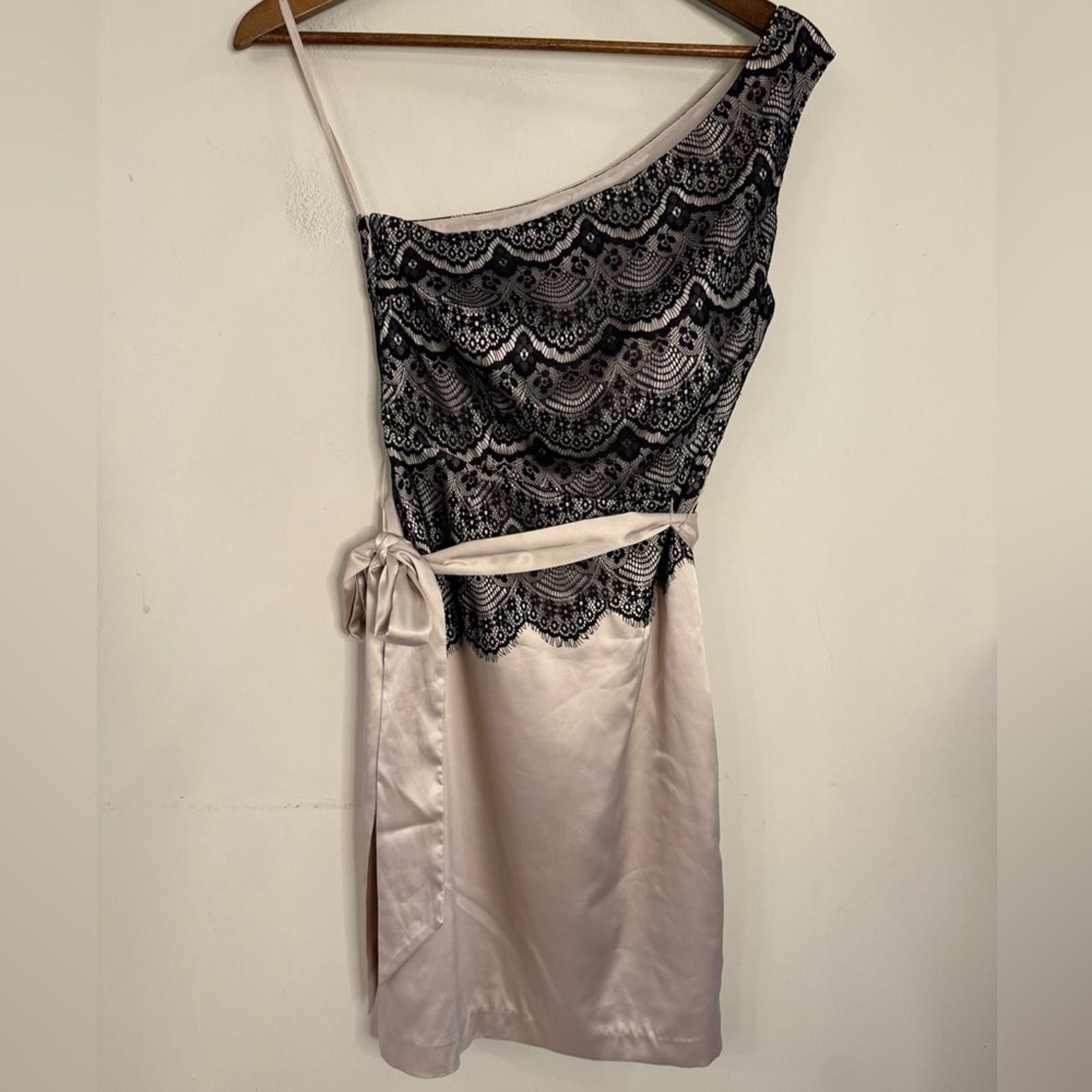 Other The Limited champagne black lace one shoulder dress SZ 0 Size XS / US 0-2 / IT 36-38 - 2 Thumbnail