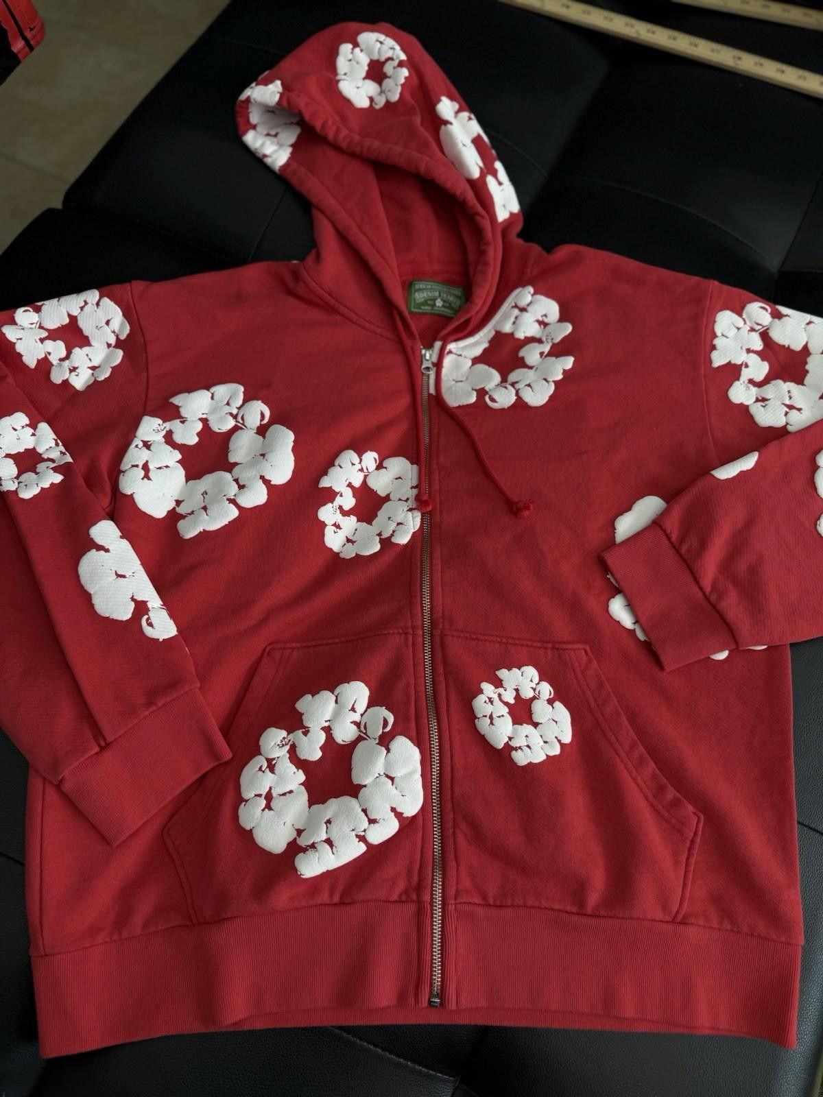 DENIM TEARS Size M - Denim Tears Cotton Wreath Red Zip Up Hoodie