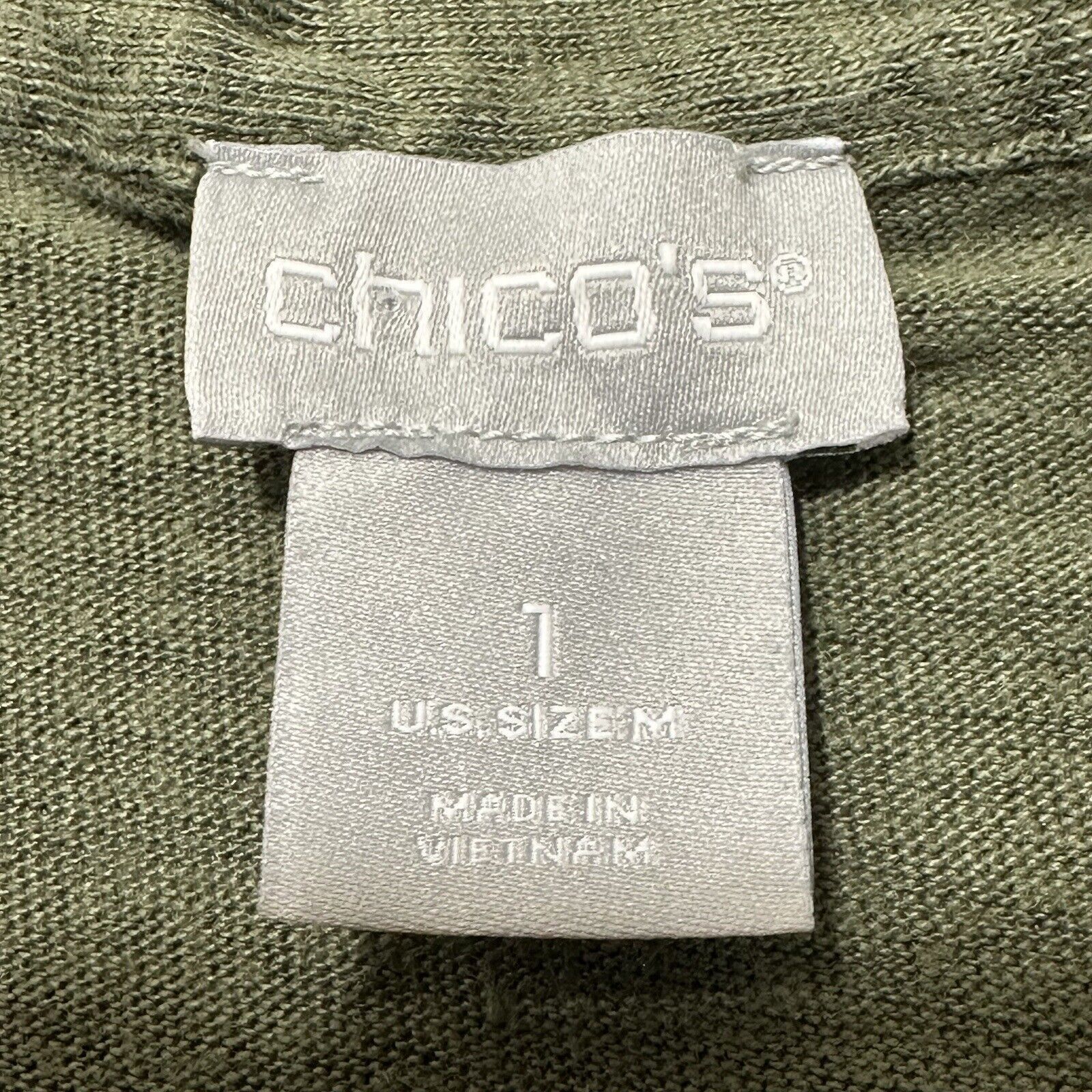 Chicos Chico's 1 Medium Olive Green Pure Linen Collared Polo Shirt Size M / US 6-8 / IT 42-44 - 3 Thumbnail