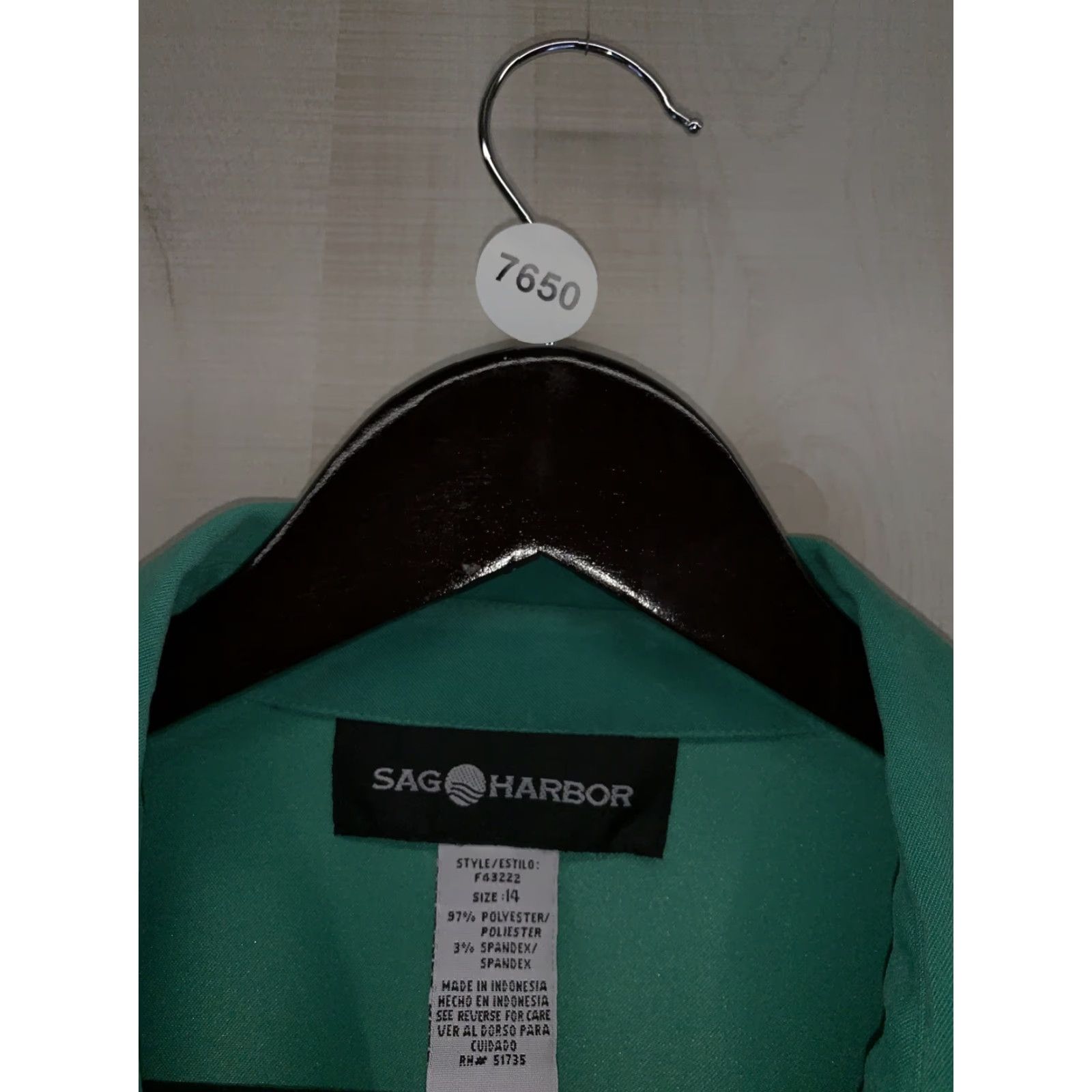 Vintage Sag Harbor Shirt Womens Button Front Stretch Moleskin Green Lilly Pad SZ 14 NWT- Size XL / US 12-14 / IT 48-50 - 2 Thumbnail