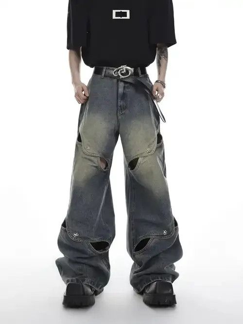 Jean Hollow Out Wide Leg Jeans Size US 29 - 1 Thumbnail