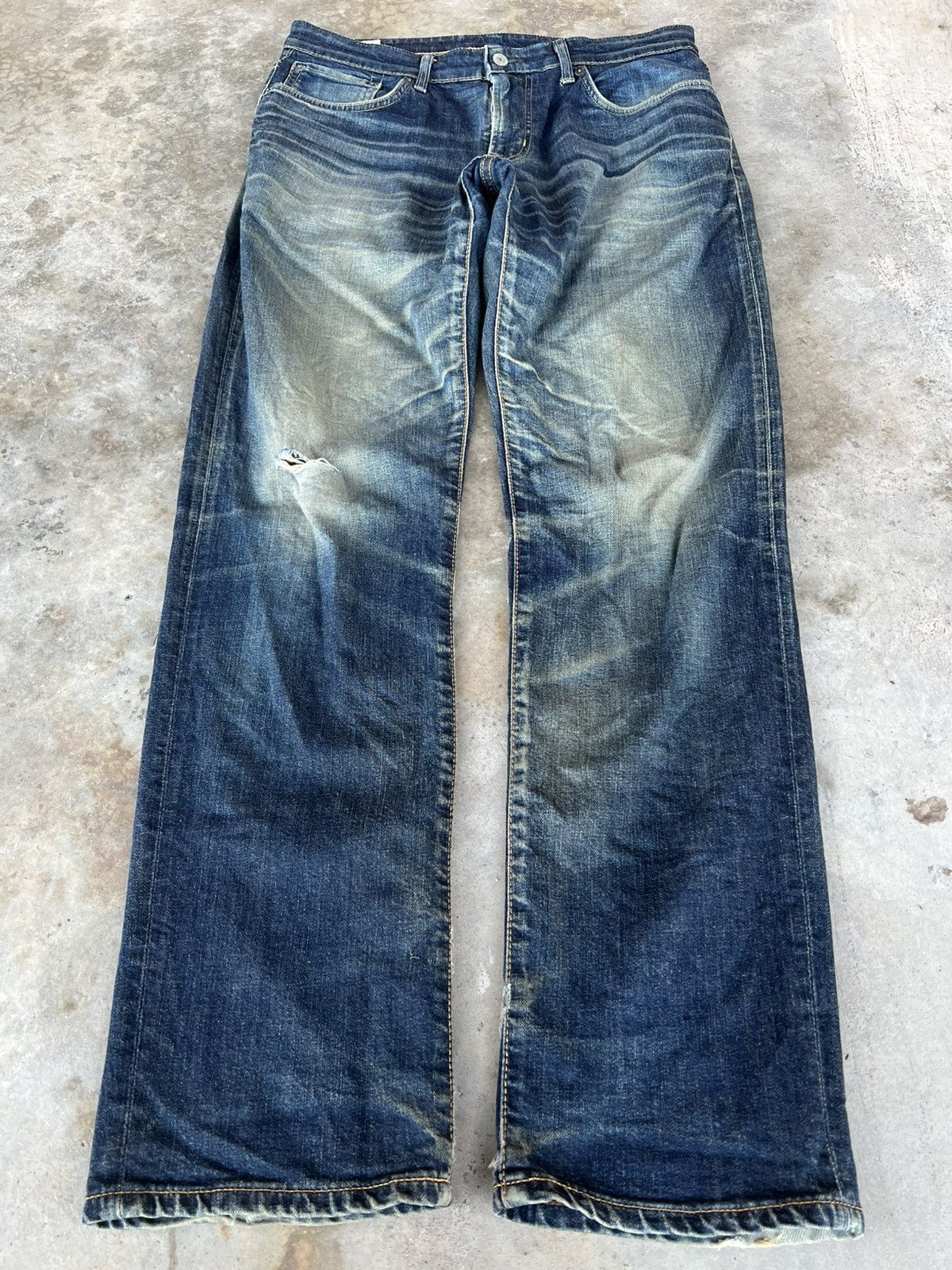 If Six Was Nine Vintage Edwin Made In Japan Distress Jeans Size US 34 / EU 50 - 1 Thumbnail