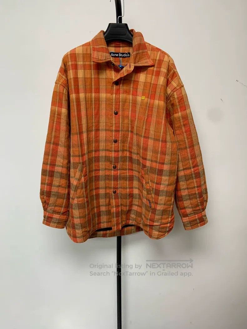Acne Studios Acne Studios Orange smiley face logo plaid cotton coat Size US XS / EU 42 / 0 - 1 Thumbnail