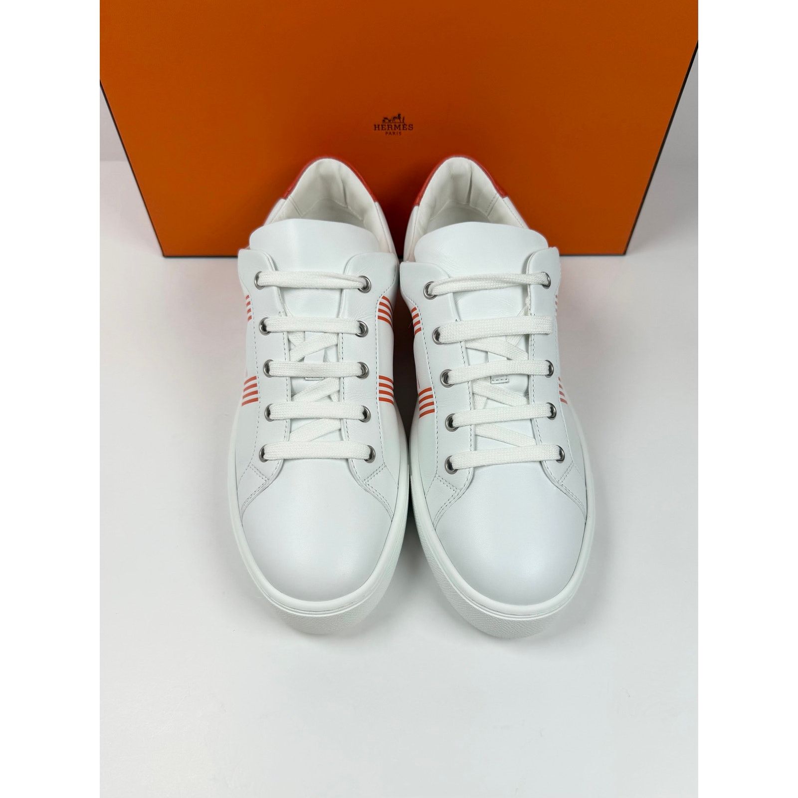 Hermes Size 8.5 - Hermes Advantage White Orange Sneakers NEW Size US 8.5 / EU 41-42 - 3 Thumbnail