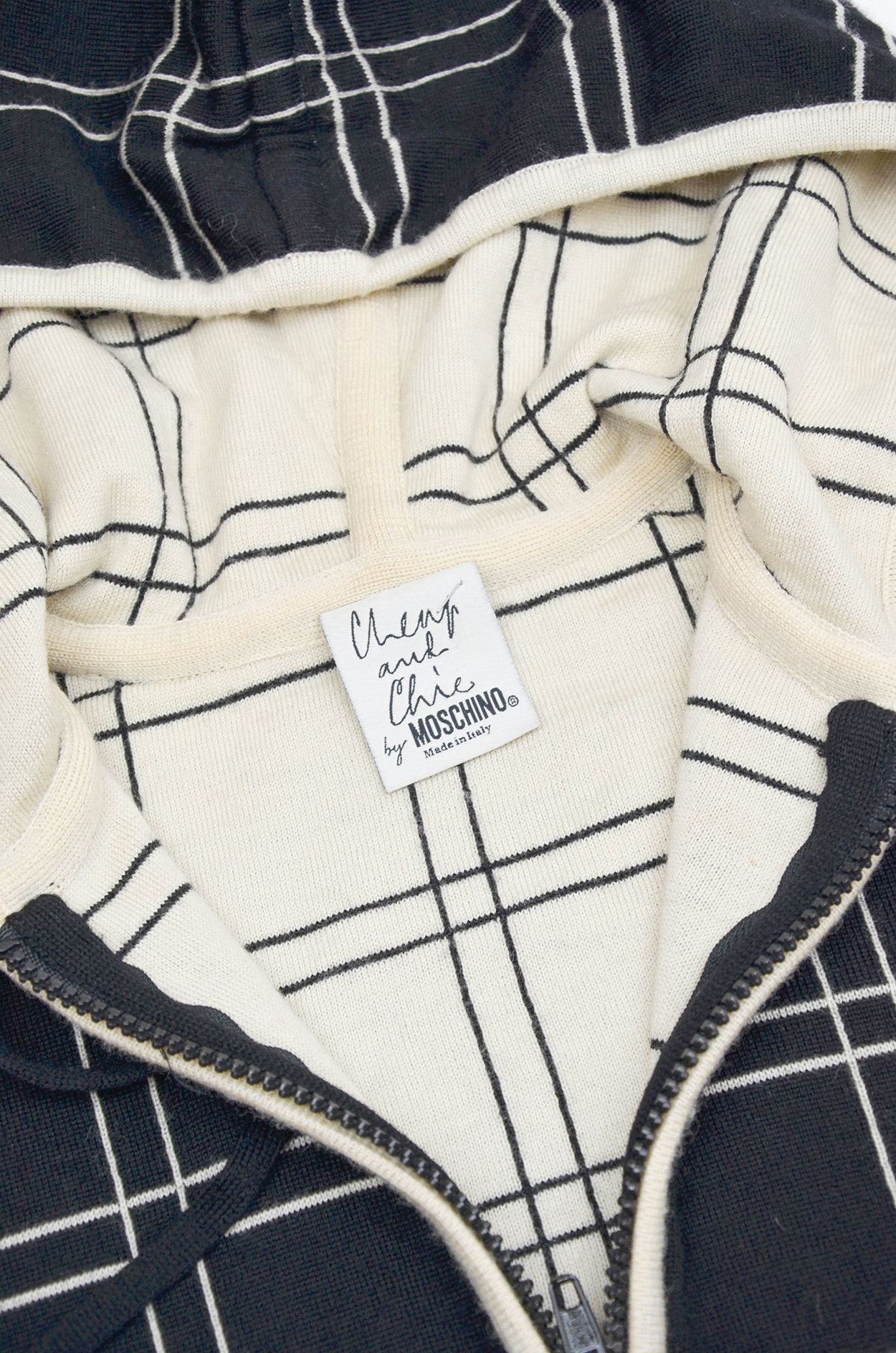 Moschino Vintage Checked Zip-Up Hoodie size M