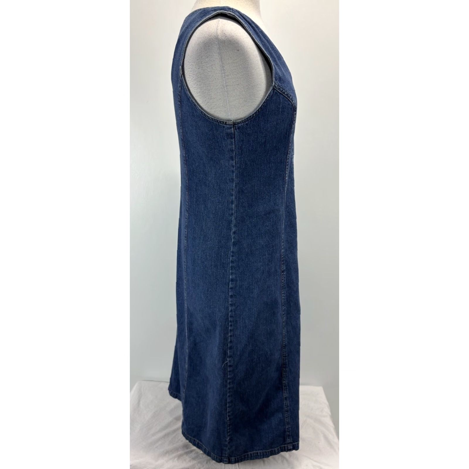 Vintage VINTAGE Bryn Connelly Denim Maxi Jumper Dress Teacher 6P Blue 1990s Petite Casual Size M / US 6-8 / IT 42-44 - 4 Thumbnail