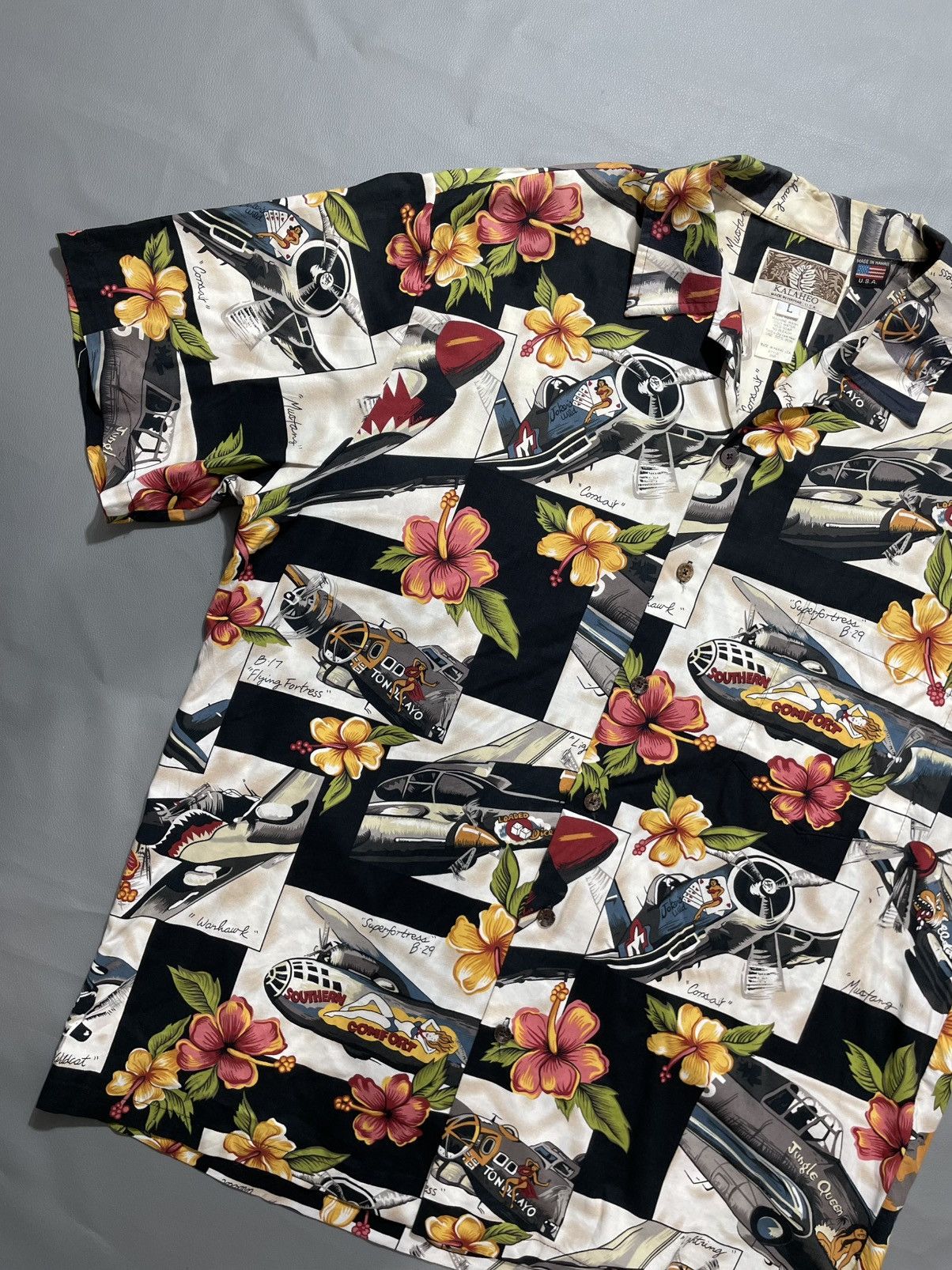 Vintage Vintage Hawaiian Shirt Military War Fly Naked Girl pattern Size US L / EU 52-54 / 3 - 2 Thumbnail