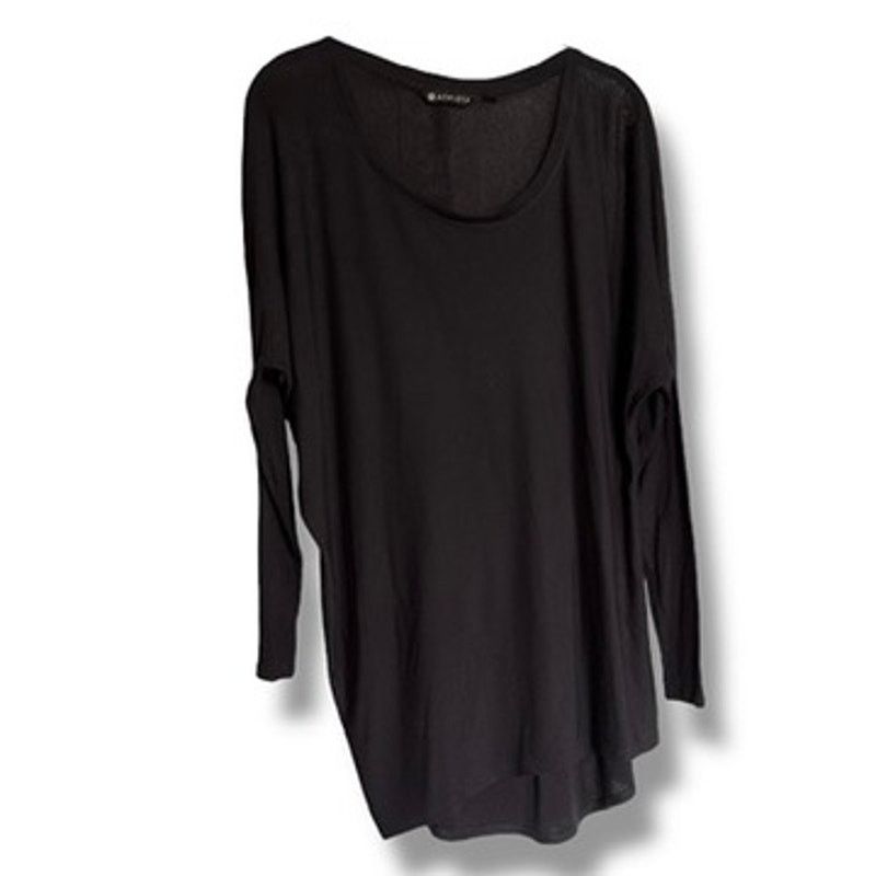 Athleta Athleta Threadlight Asym Relaxed Long Sleeve Top Black LP Size L / US 10 / IT 46 - 3 Thumbnail
