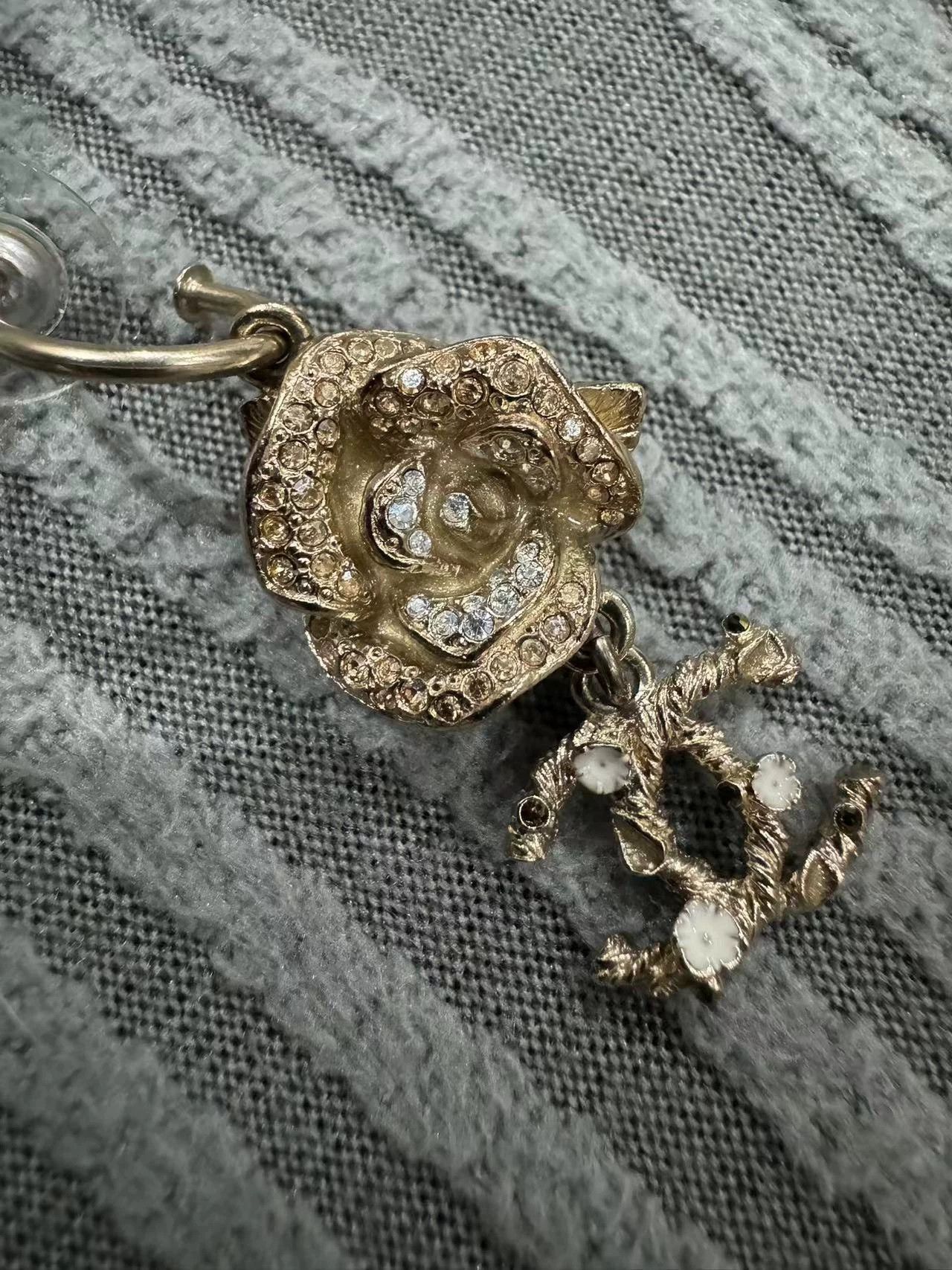 Chanel CHANEL Authentic Gold Camellia Earrings Size ONE SIZE - 2 Thumbnail