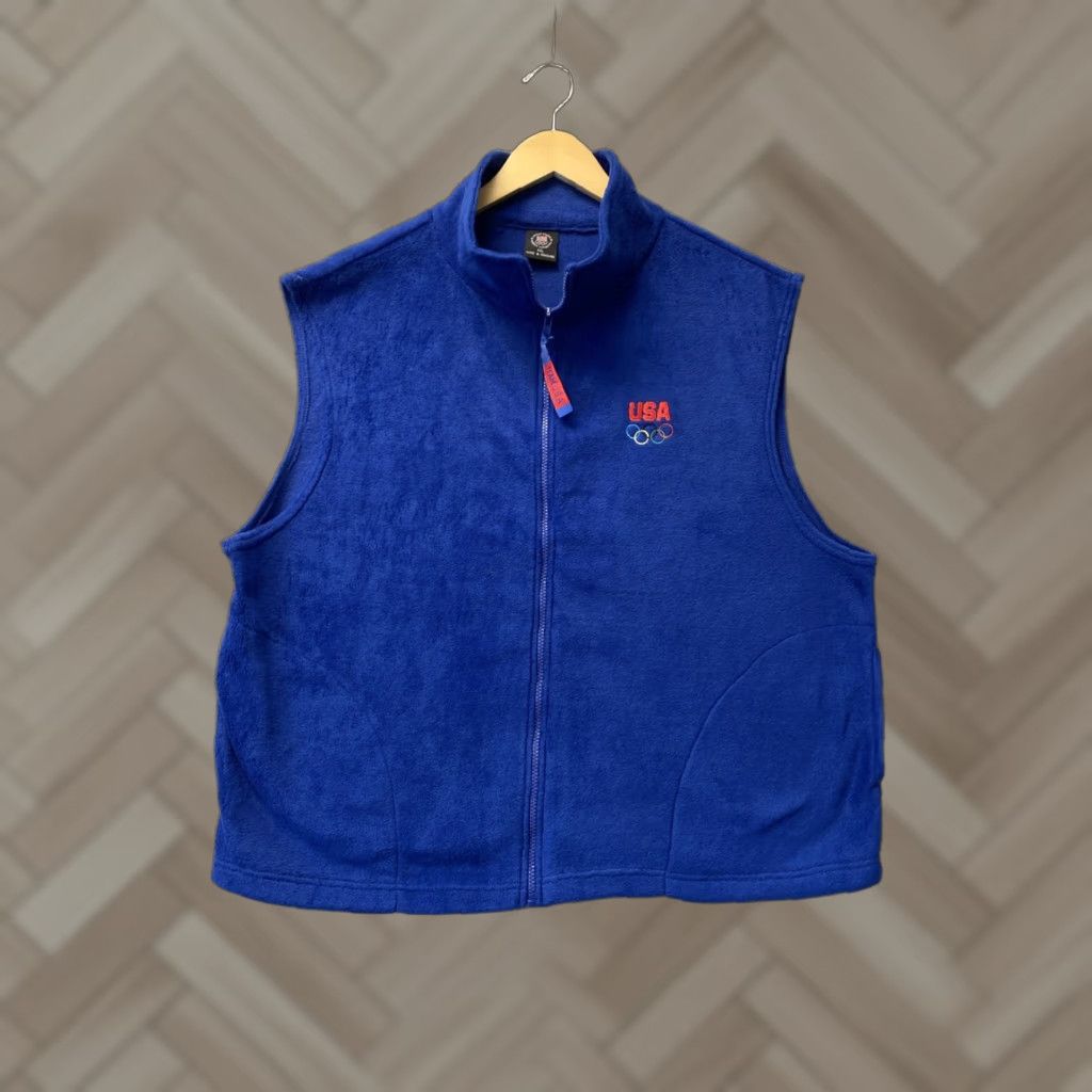 Vintage Mens USA America Olympics Zip Up Blue America Fleece Vest Jacket XXL 148-18 Size US XXL / EU 58 / 5 - 1 Thumbnail