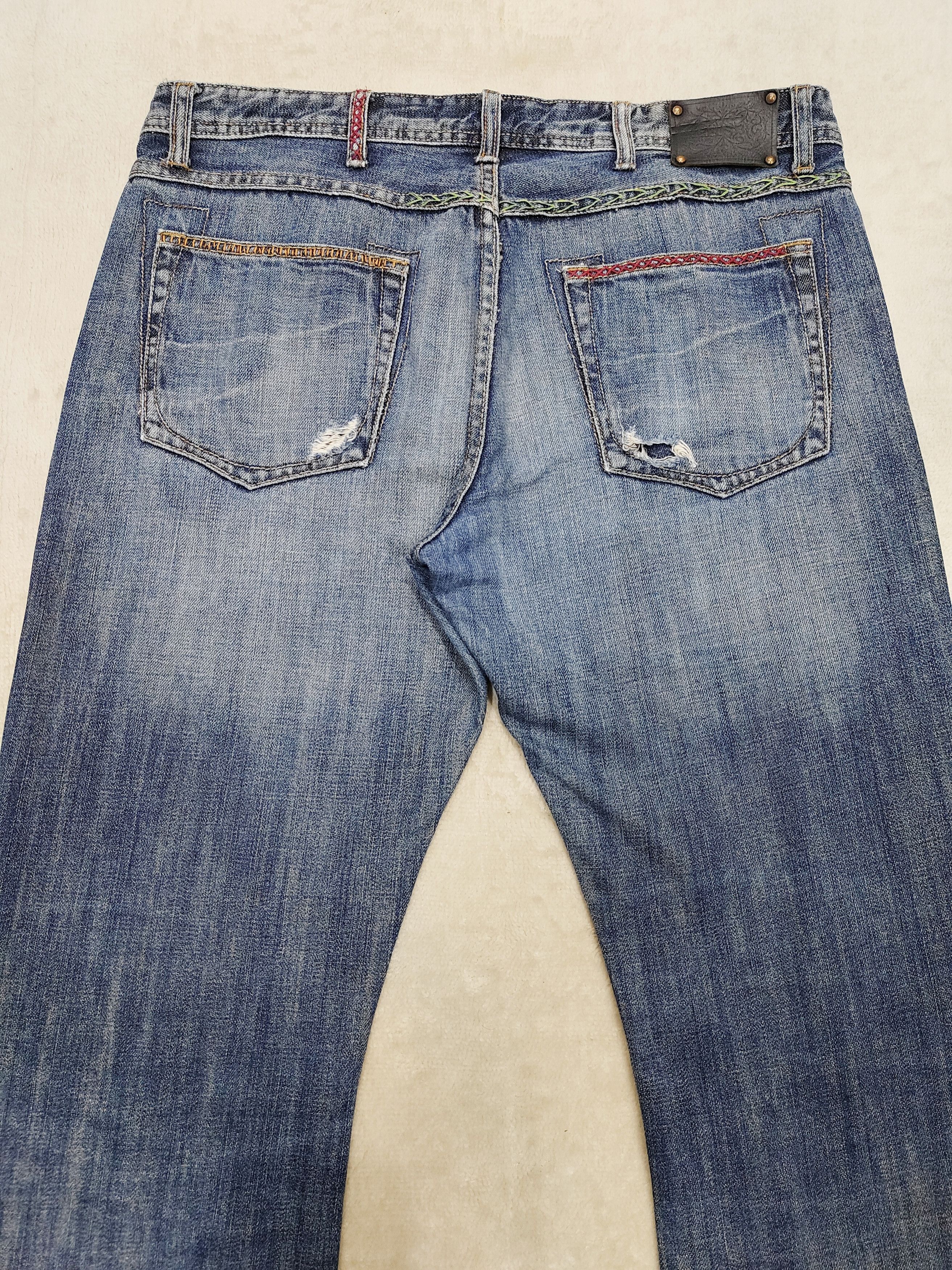 Japanese Brand 00s Mens Bigi- Sashiko Hand Stitch Raw Faded Distress Jeans Size US 34 / EU 50 - 5 Thumbnail