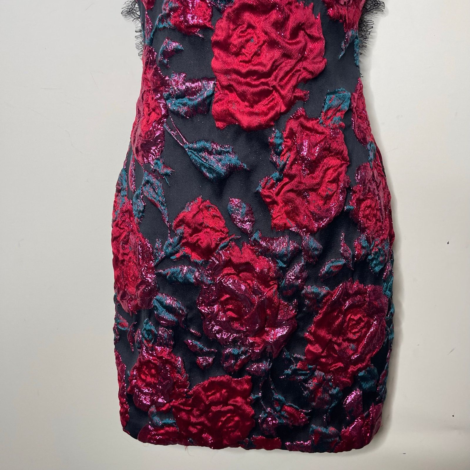 Other NWT Sandra Mansour jacquard pink roses mini black dress Size XS / US 0-2 / IT 36-38 - 11 Thumbnail