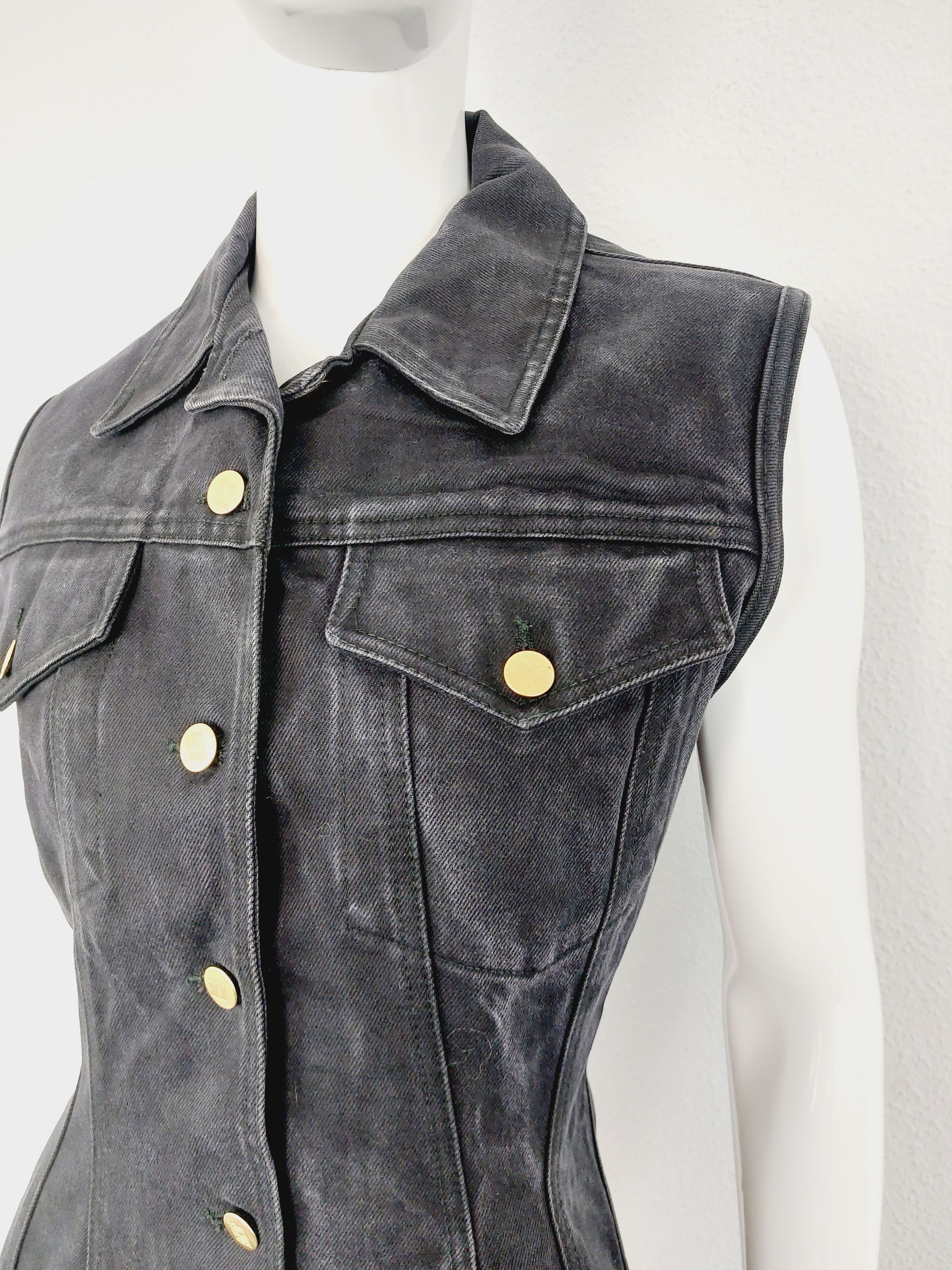 Jean Paul Gaultier Lace Up Coset Denim Vest Top Corset