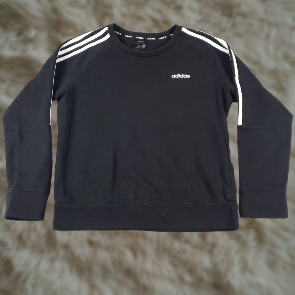 Adidas Adidas Sweater Womens Medium Black Pullover Crew Neck Long Sleeve Cotton Blend Womens Size M / US 6-8 / IT 42-44 - 1 Thumbnail