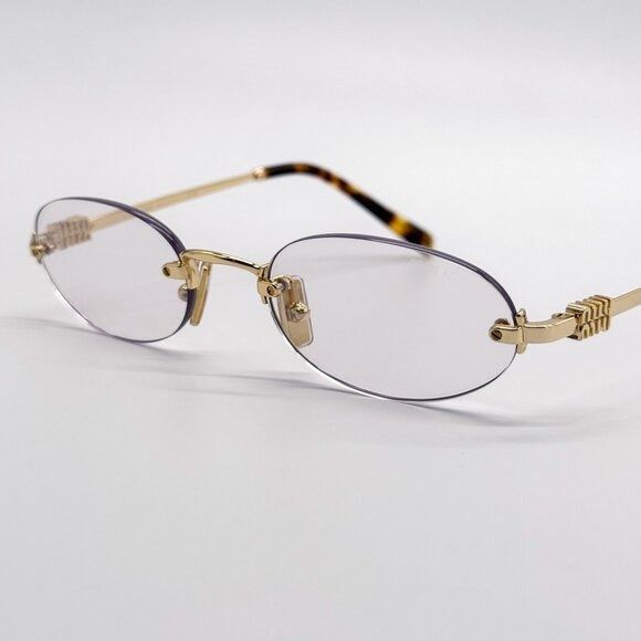 Miu Miu NEW MIU MIU SUNGLASSES MUA54S 5AK08N OVAL GOLD/CLEAR WOMEN M Size ONE SIZE - 9 Thumbnail