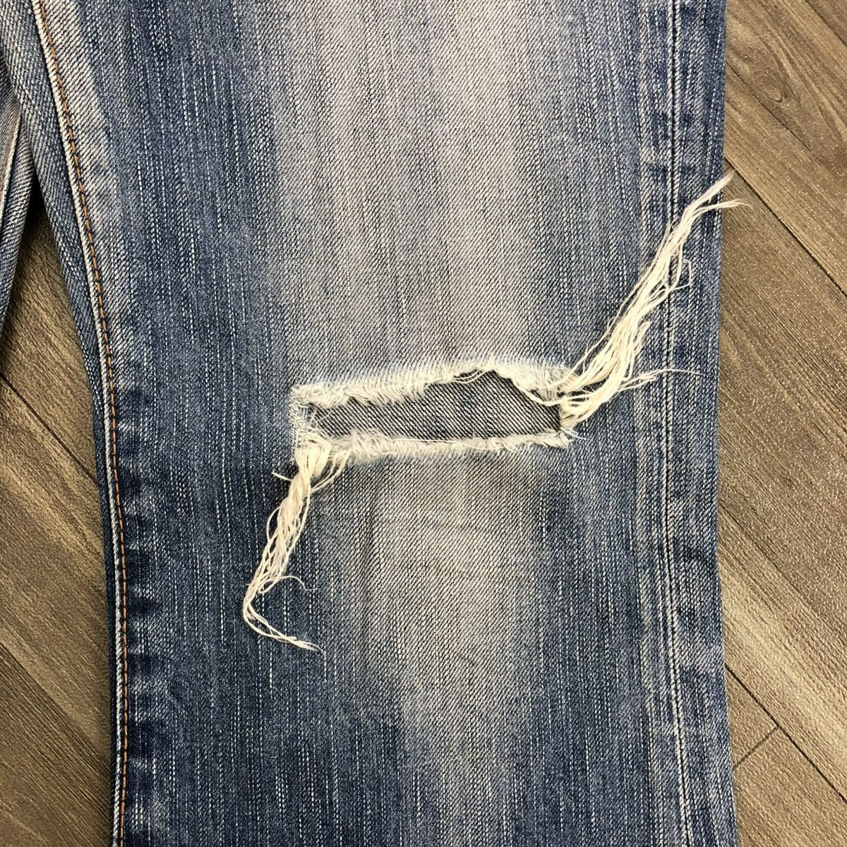 Edwin × If Six Was Nine × Le Grande Bleu (L.G.B.) 2000s Edwin 503 Distressed Punk Faded Bootcut Flared Jeans Size US 29 - 6 Thumbnail