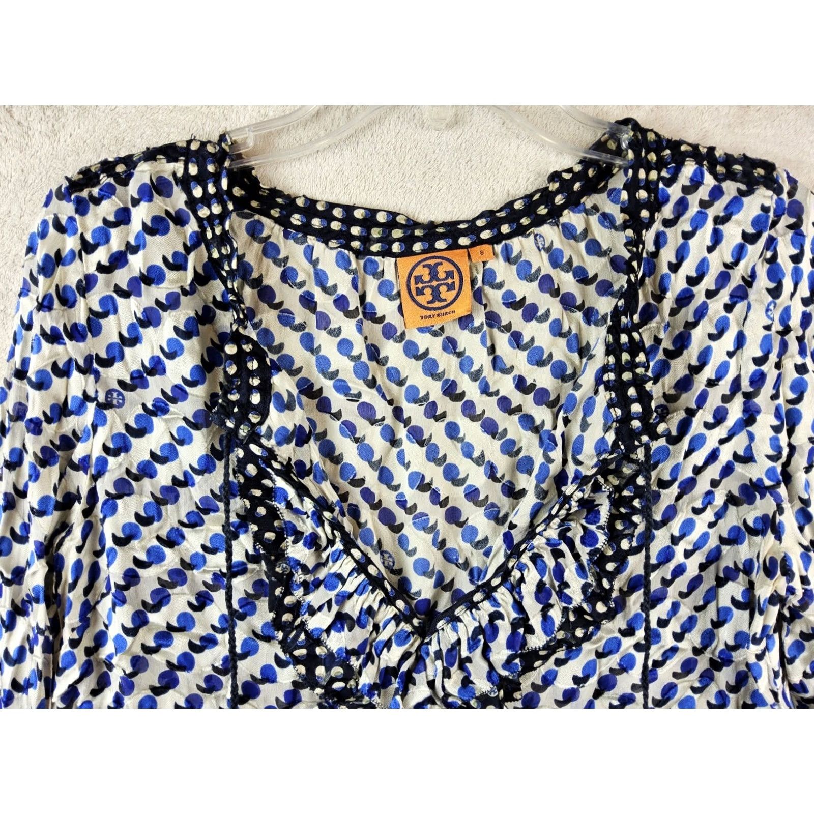 Tory Burch Tory Burch Blouse Long Sleeve Silk Blend Ruffle Size 8 Multicolor Women Size M / US 6-8 / IT 42-44 - 3 Thumbnail
