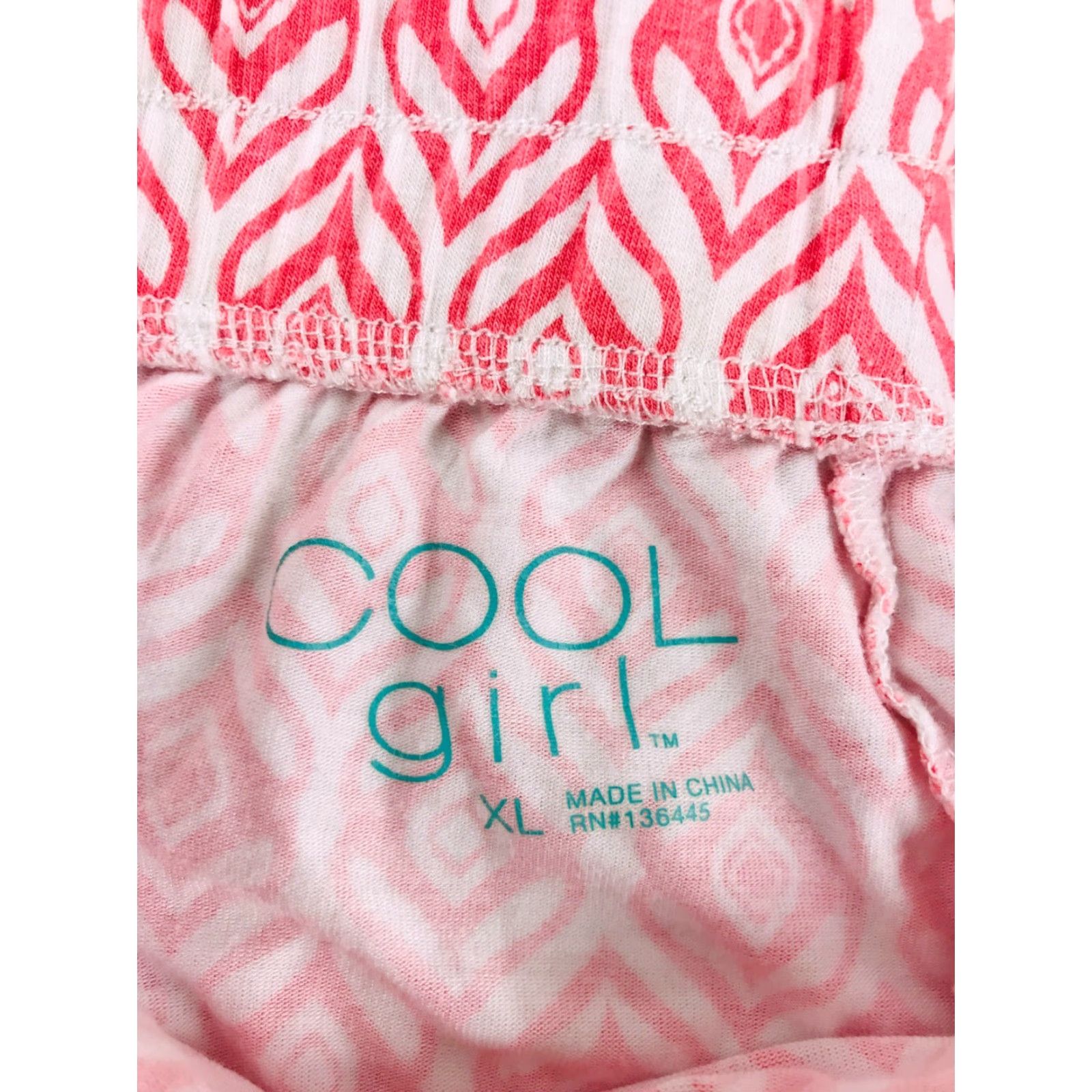 Vintage Cool Girl Shorts Women's XL Pink White Geometric Pattern Pajama Drawstring Shirt Size 40" / US 18 - 7 Thumbnail