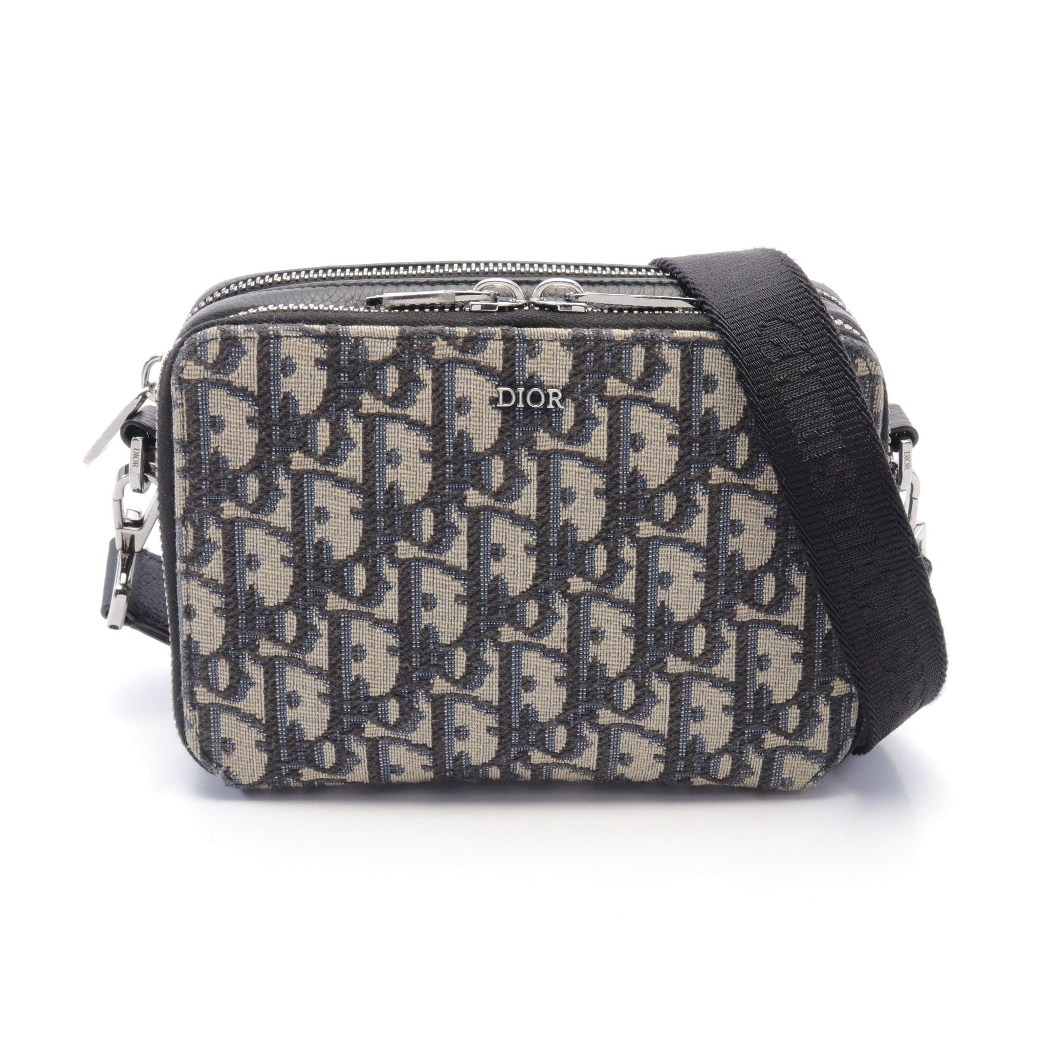 Dior Dior Oblique Shoulder Bag Canvas Leather Navy Gray Black Size ONE SIZE - 1 Thumbnail