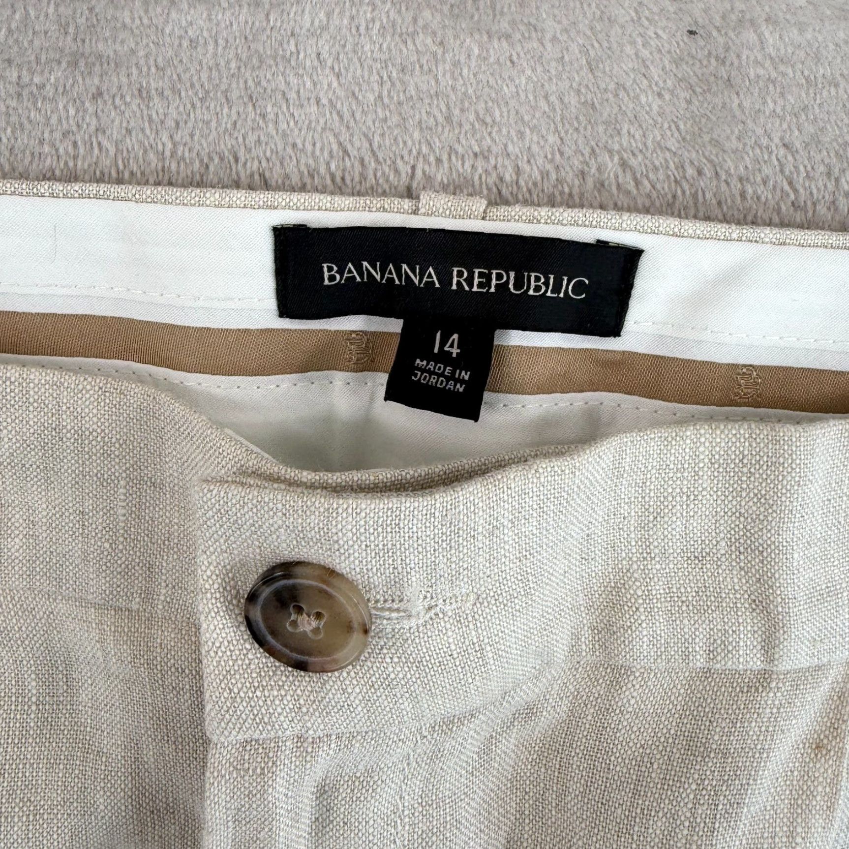 Banana Republic VINTAGE Banana Republic Palma Straight-Leg Linen Pants in Natural Linen Beige 14 NWOT Size 36" / US 14 / IT 50 - 2 Thumbnail