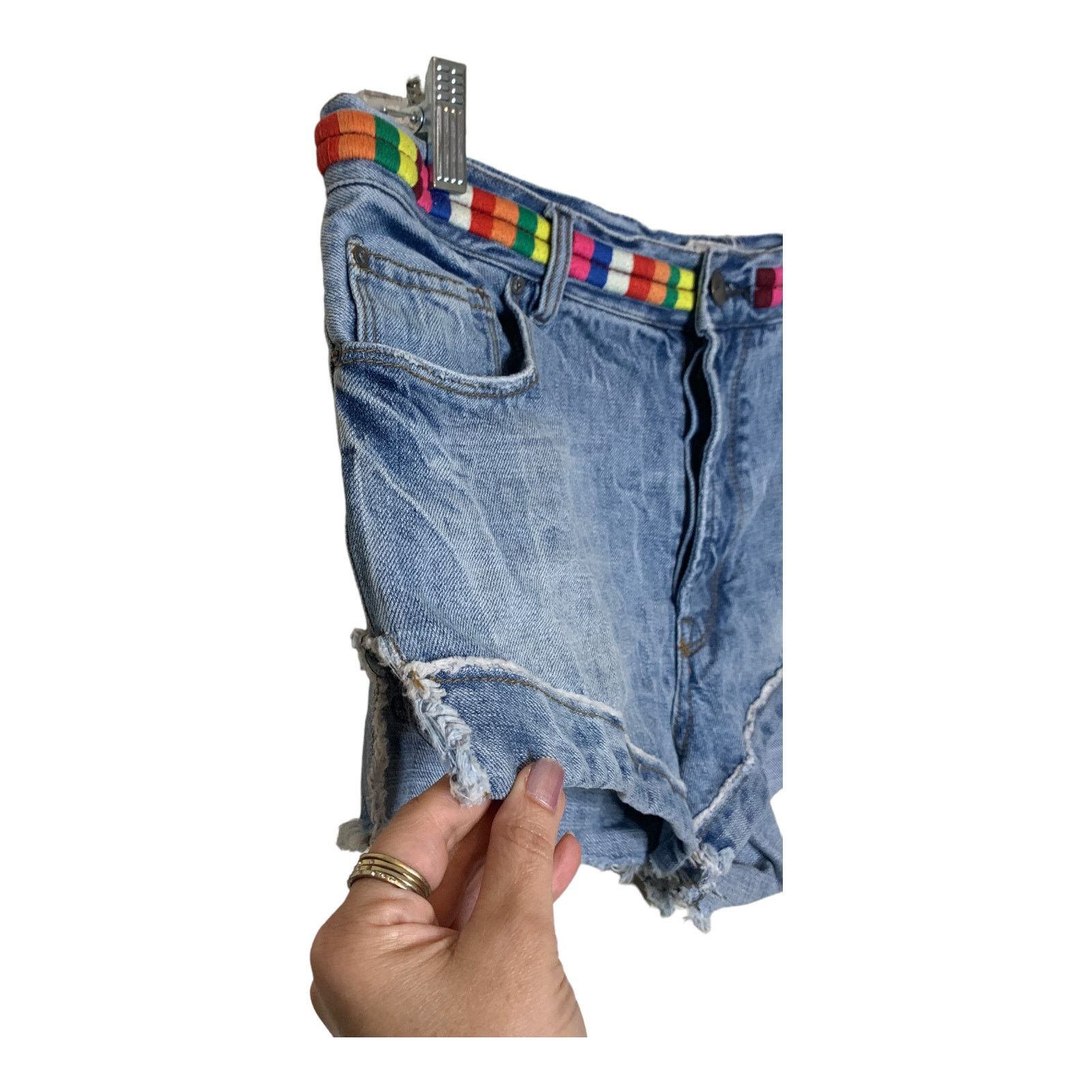Free People Free People Eliot Embroidered Denim Cut Out Shorts size 30 Size 34" / US 12 / IT 48 - 6 Thumbnail