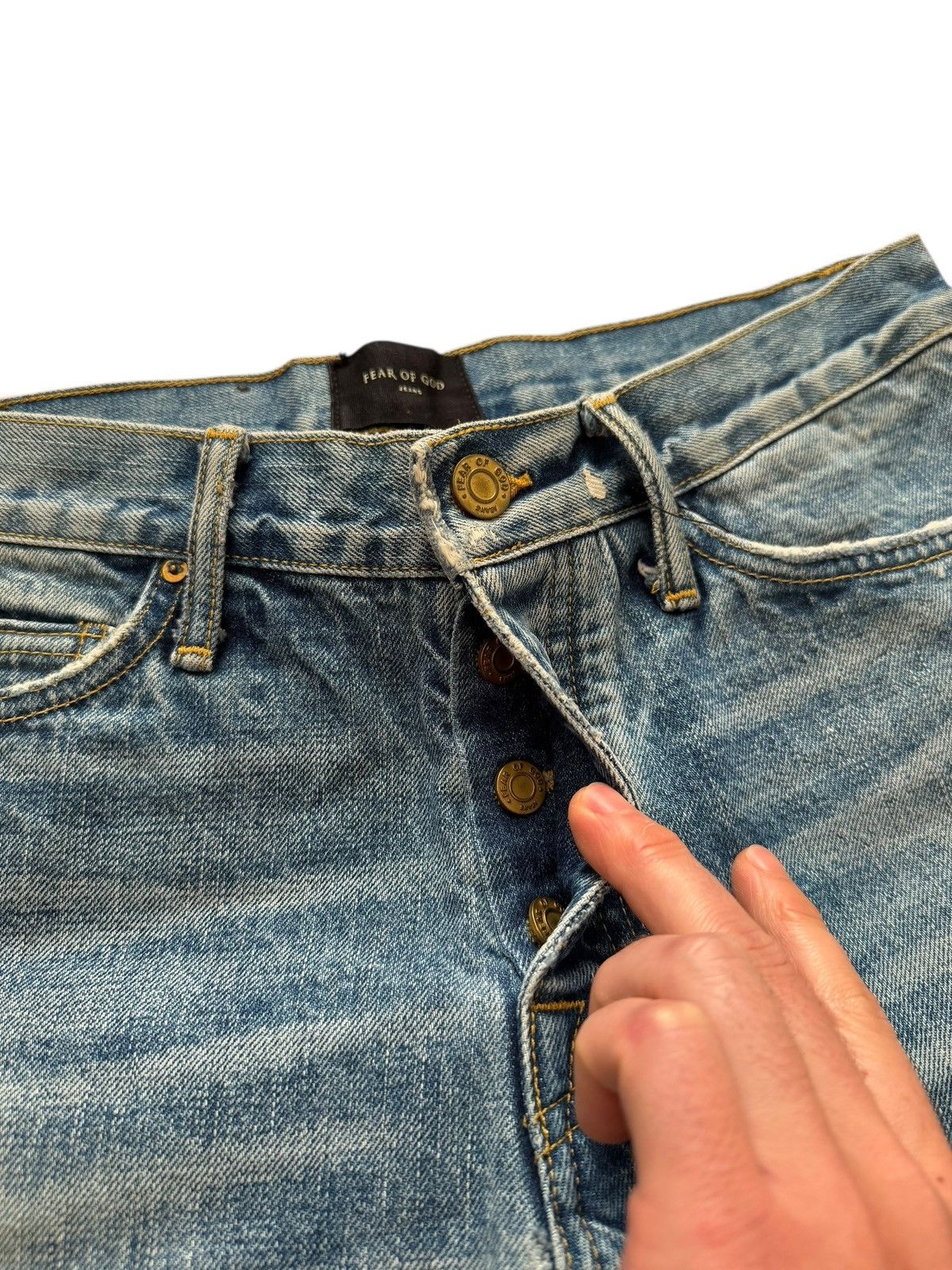 Fear of God Fifth Collection Painted Denim Blue Size US 30 / EU 46 - 8 Thumbnail