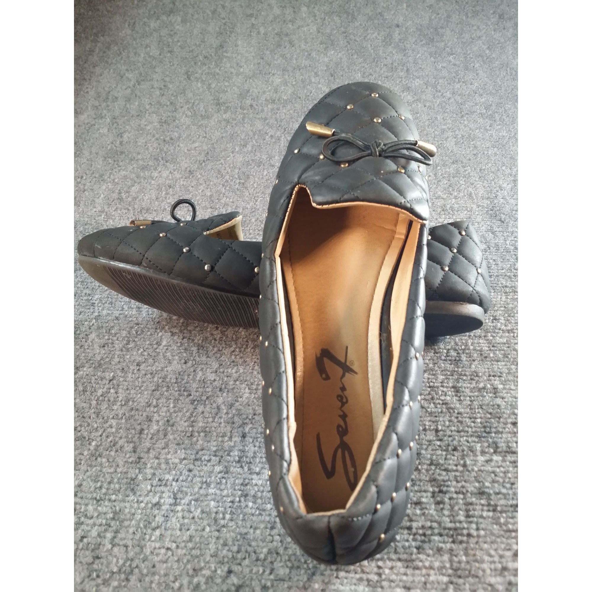 Seven 7 Seven 7 Quilted Stud Ballet Flats Women Sz 10 Black Bow Low Size US 10 / IT 40 - 7 Thumbnail