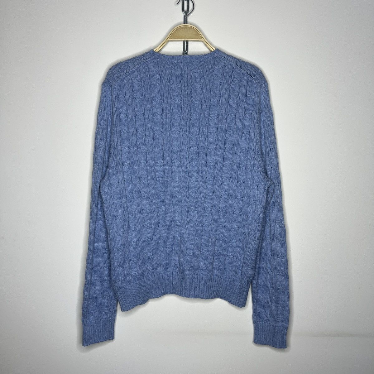 Polo Ralph Lauren × Ralph Lauren Polo Ralph Lauren Sweater Jumper Cable Knitwear Baby Blue Size US L / EU 52-54 / 3 - 9 Thumbnail