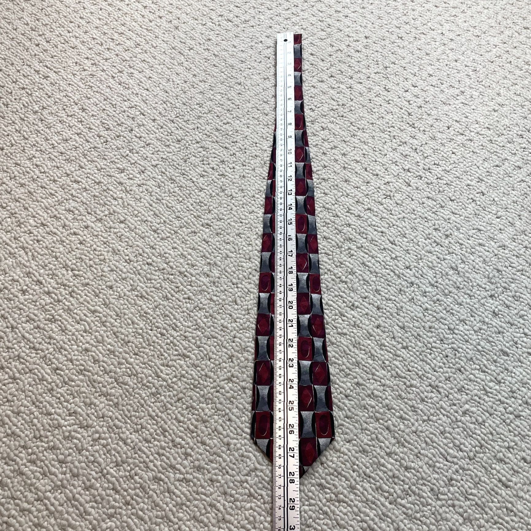 Moreschi Giorgio Moreschi Mens OS Red Gray Neck Tie 100% Silk Designer Classic Necktie Size ONE SIZE - 3 Thumbnail