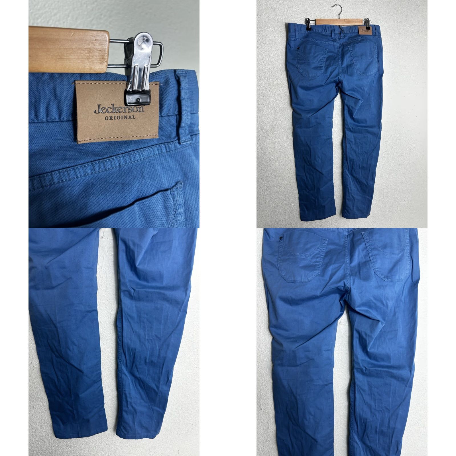 Jeckerson Jeckerson Slim Fit Chino Pants Blue Men's 36 Regular 31in Cotton Made in Italy Size US 36 / EU 52 - 8 Thumbnail