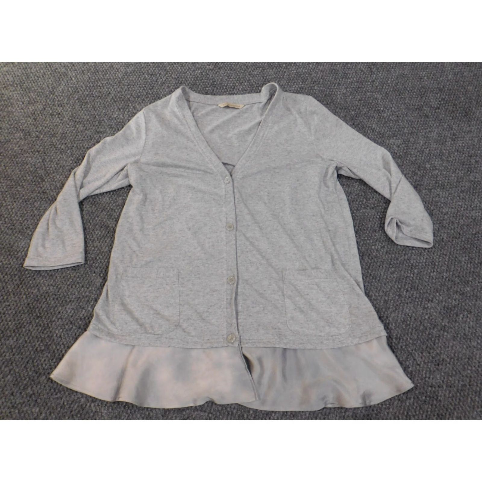 Soft Surroundings Soft Surroundings Cardigan Sweater Women Long Sleeve V-Neck Pullover Gray XS S Regular Knit Linen Polyester Logo Modern Vintage No Size S / US 4 / IT 40 - 2 Thumbnail