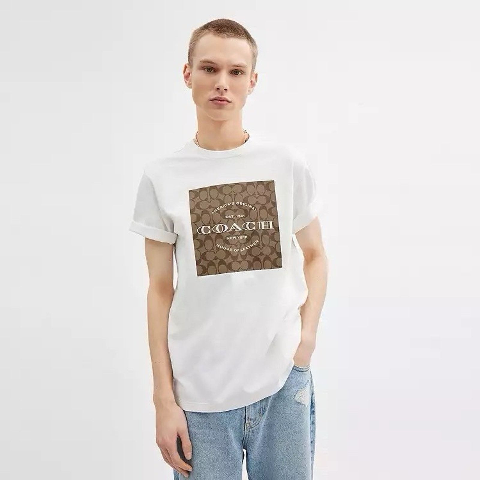 Coach NWT Coach Men Signature T Shirt Organic Cotton CO790 White Size US XL / EU 56 / 4 - 6 Thumbnail