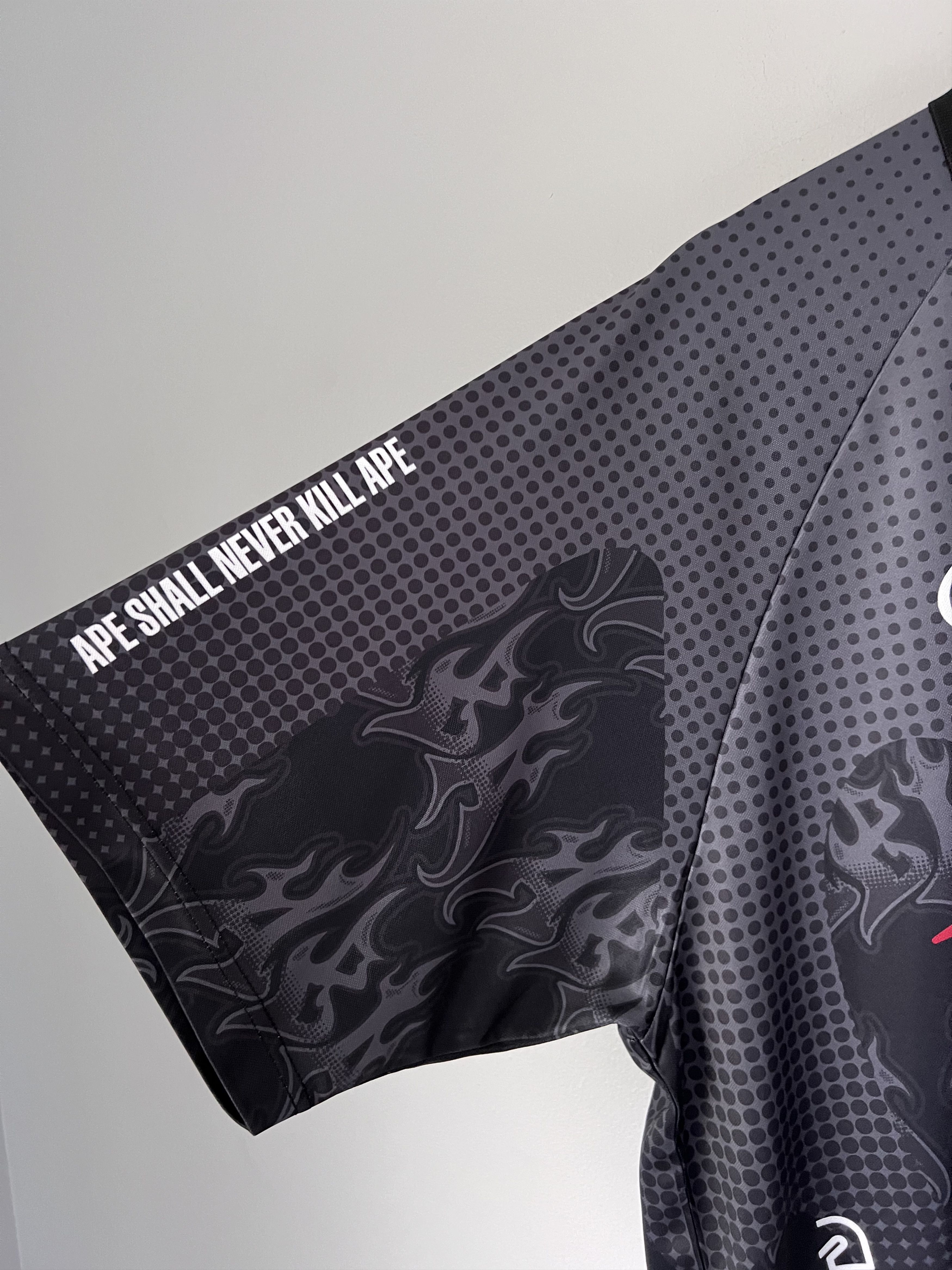 Bape Bape Flame Pattern Overall Half Zip Polo Jersey in Black Size US L / EU 52-54 / 3 - 4 Thumbnail