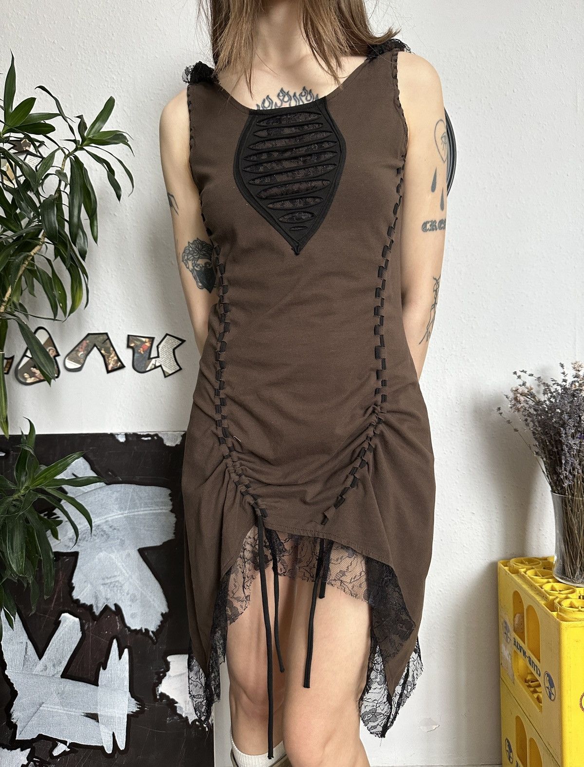 Seditionaries Vintage Fairy Goblin Core Hooded Asymmetrical Hem Dress Size S / US 4 / IT 40 - 4 Thumbnail
