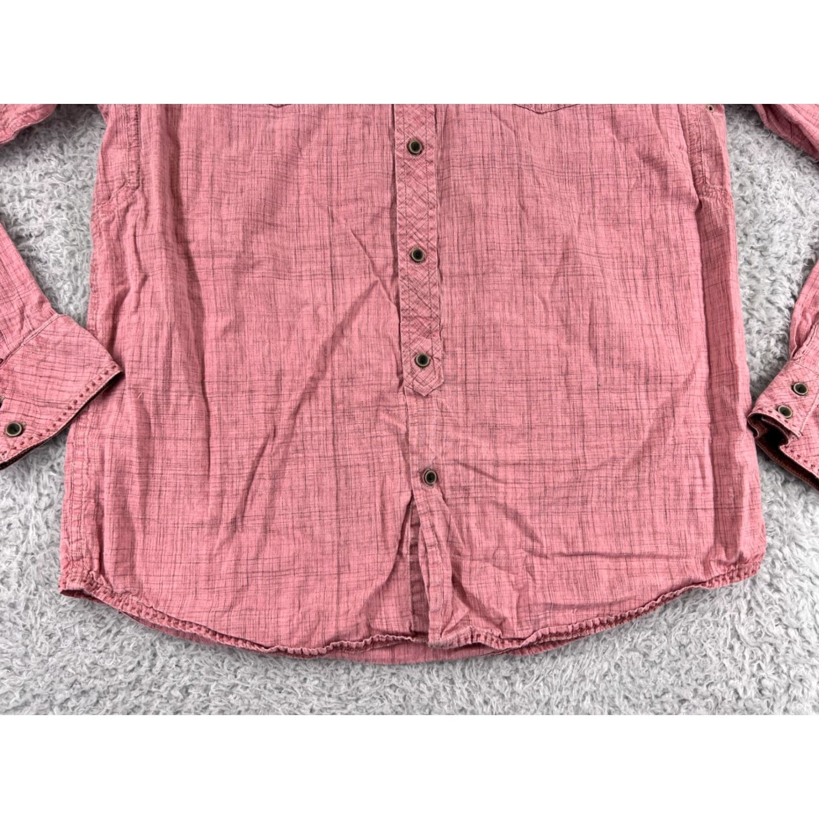 Prana prAna Mens Button-Up Shirt Medium Pink Long Sleeve With Pockets Crosshatch Pattern Size US M / EU 48-50 / 2 - 5 Thumbnail