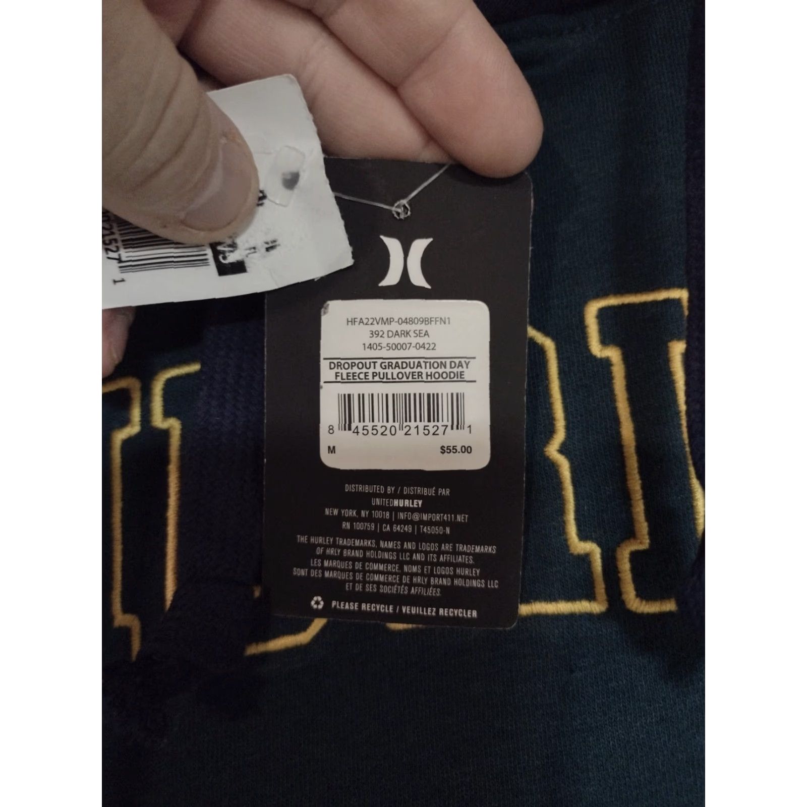 Hurley Hurley Men's Dropout Graduation Day Fleece Pullover Hoodie Dark Sea Med NWT Size US M / EU 48-50 / 2 - 2 Thumbnail