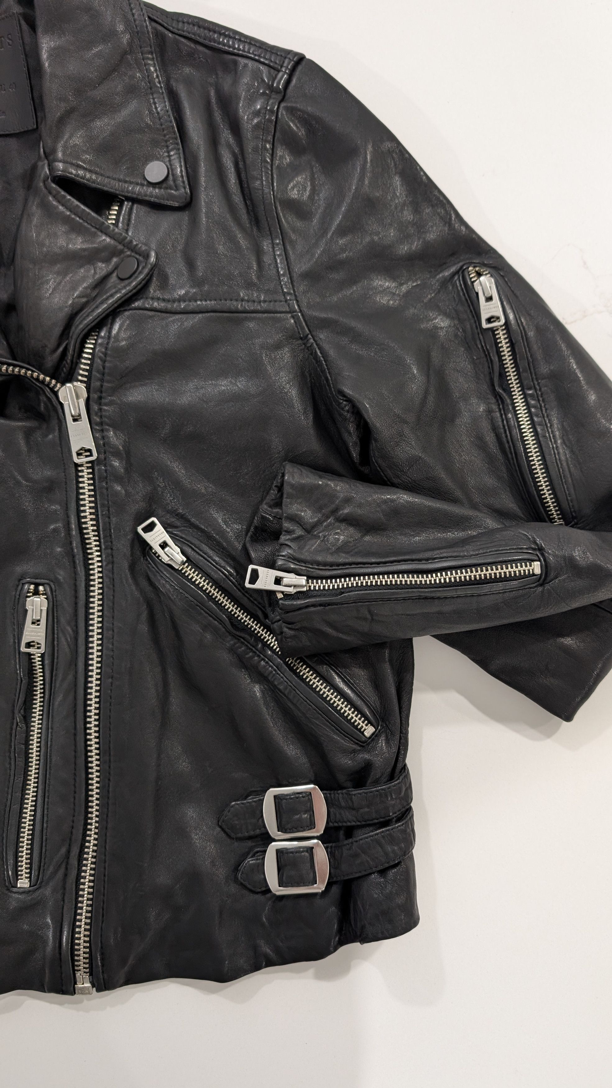 Allsaints ALLSAINTS Prescott Leather Biker Jacket. Size. 8 Size M / US 6-8 / IT 42-44 - 4 Thumbnail