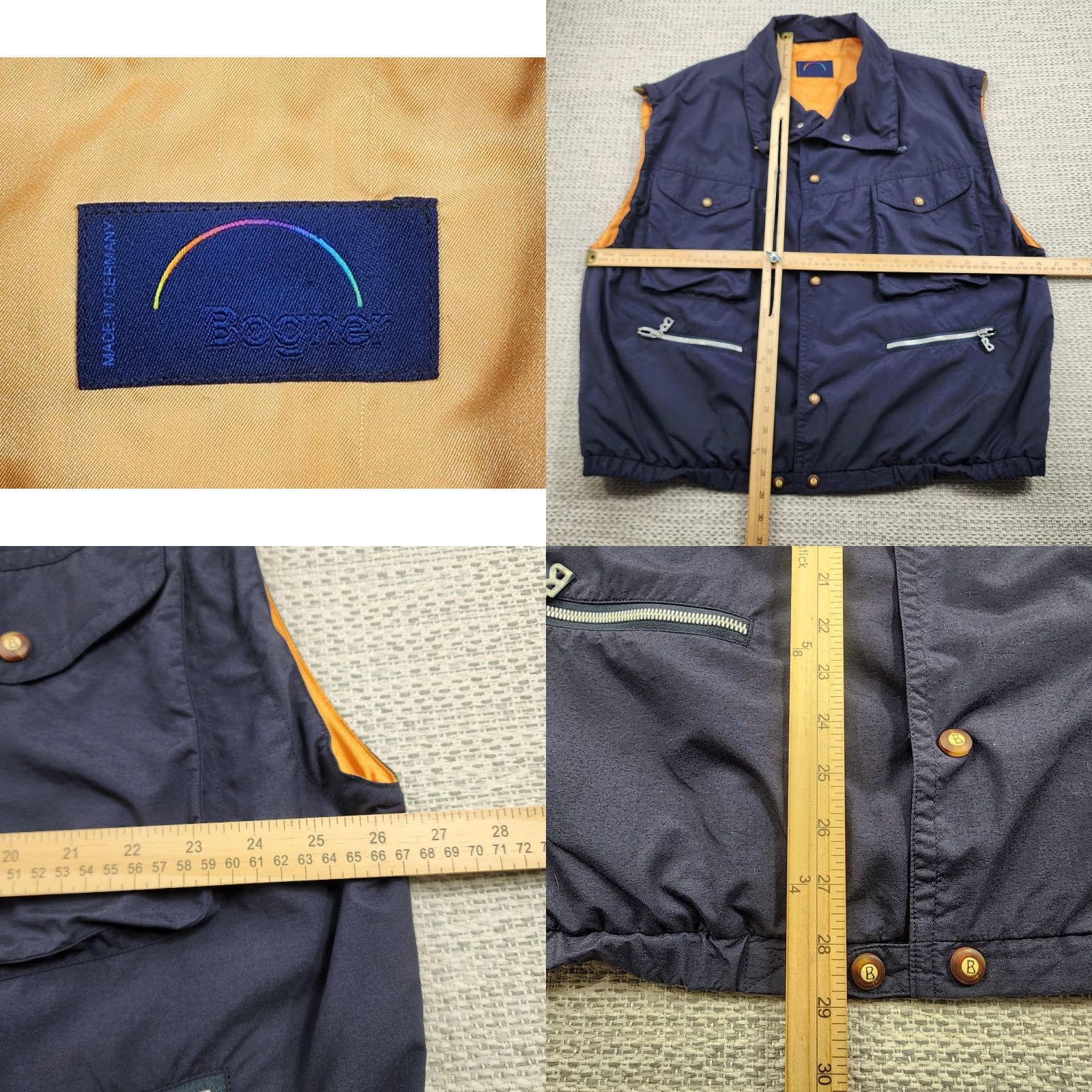 Bogner VINTAGE Bogner Vest Mens 2XL Navy Blue Lined Utility Multi Pocket Zipper Pockets Made in Germany Size US XXL / EU 58 / 5 - 8 Thumbnail