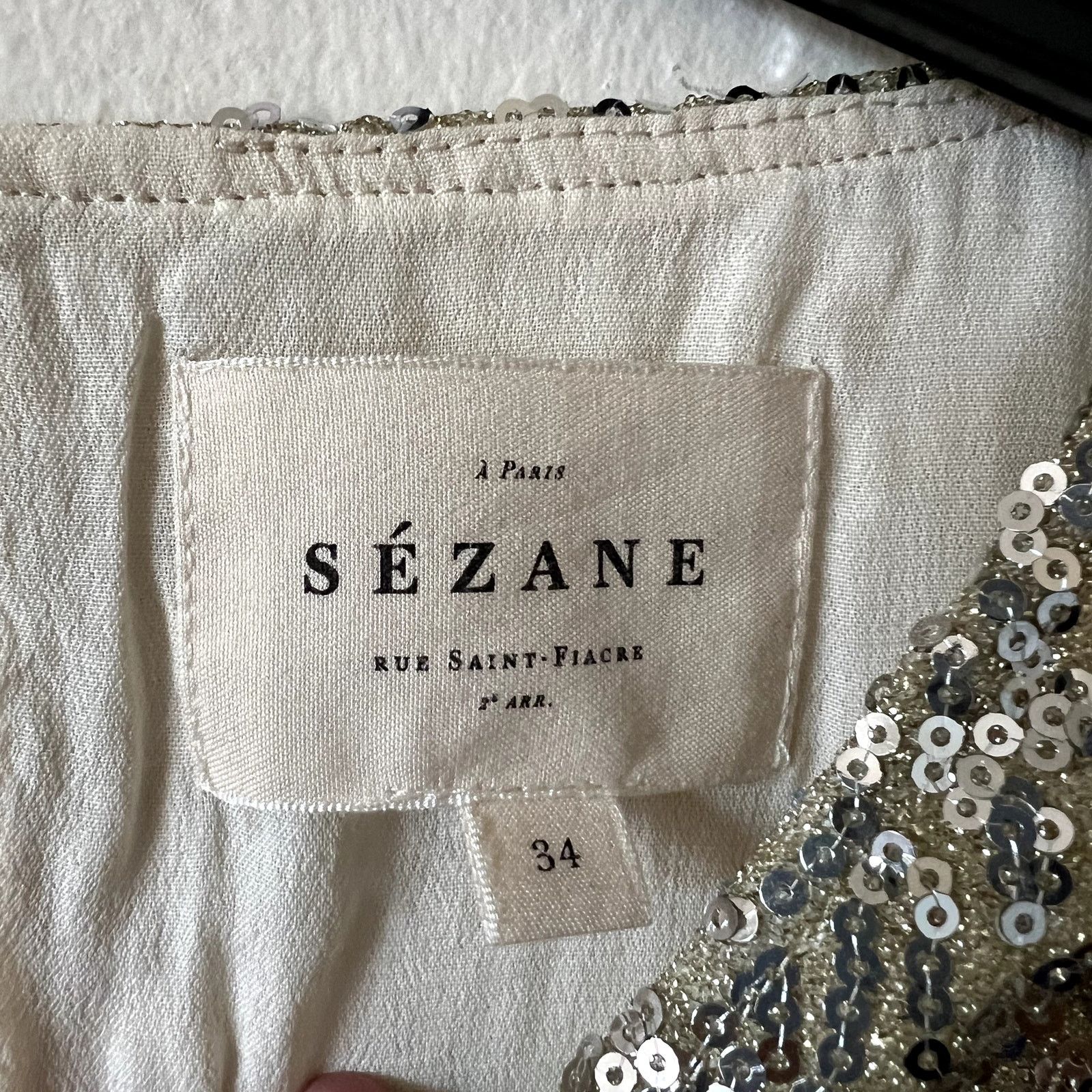 Sezane Sezane Annabeth Sequined Mini Dress gold size 34 2 C5 Size XS / US 0-2 / IT 36-38 - 7 Thumbnail