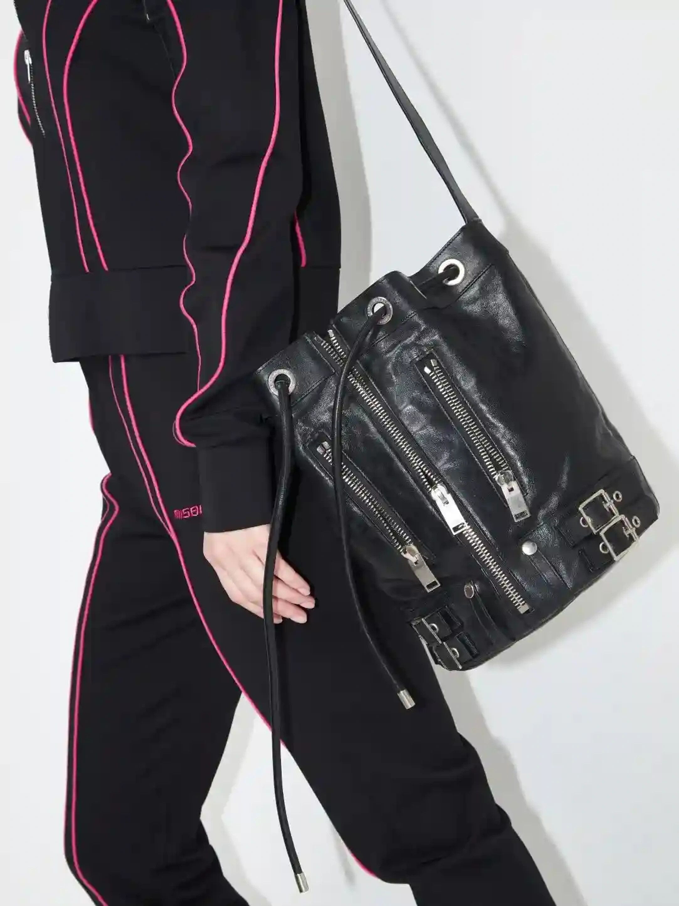 Saint Laurent Paris Saint Laurent Paris Leather Rider Shoulder Bucket Bag Purse Size ONE SIZE - 3 Thumbnail