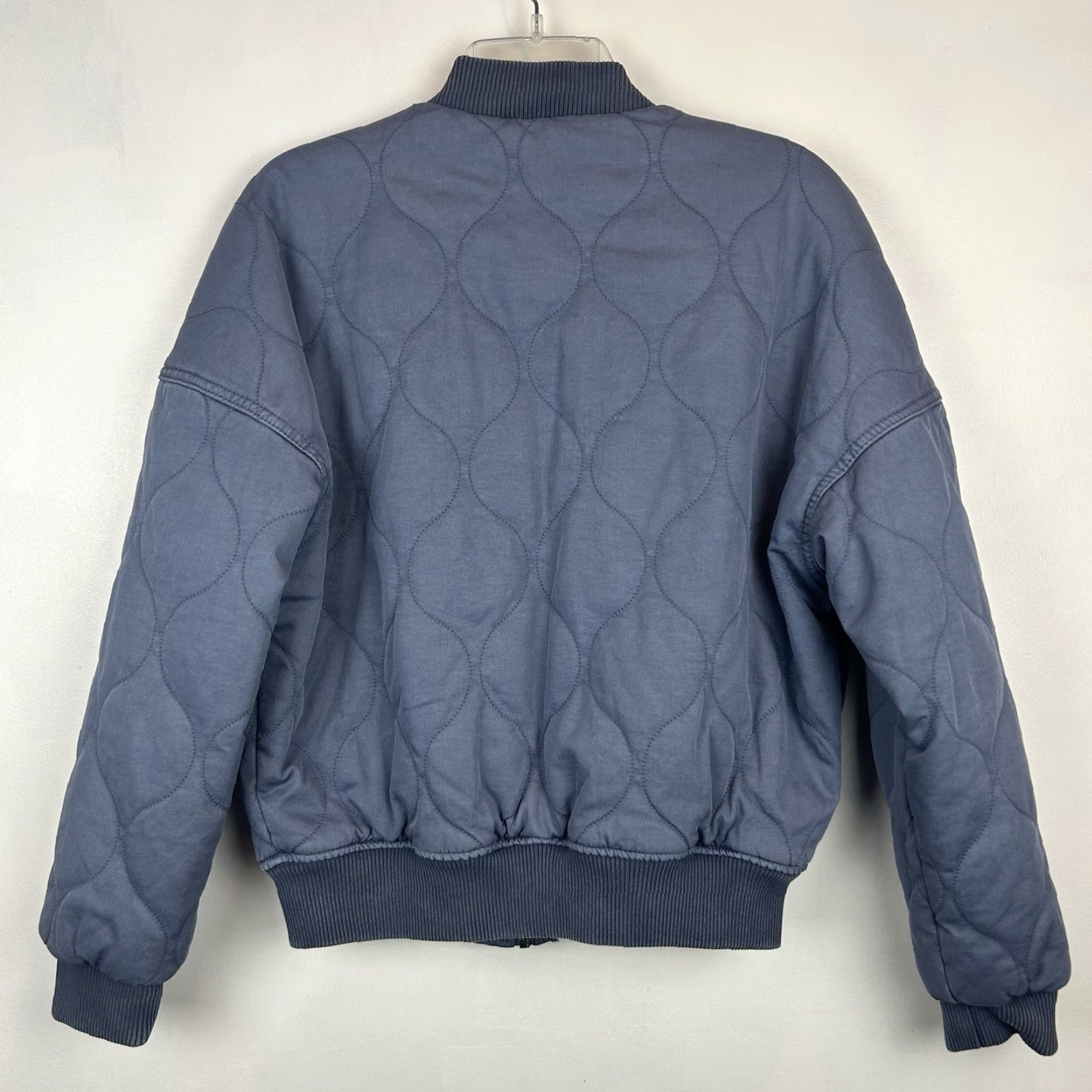 Vintage Universal Thread Quilted Jacket Women S Blue Snap Front Ribbed Collar Jacket Size S / US 4 / IT 40 - 2 Thumbnail
