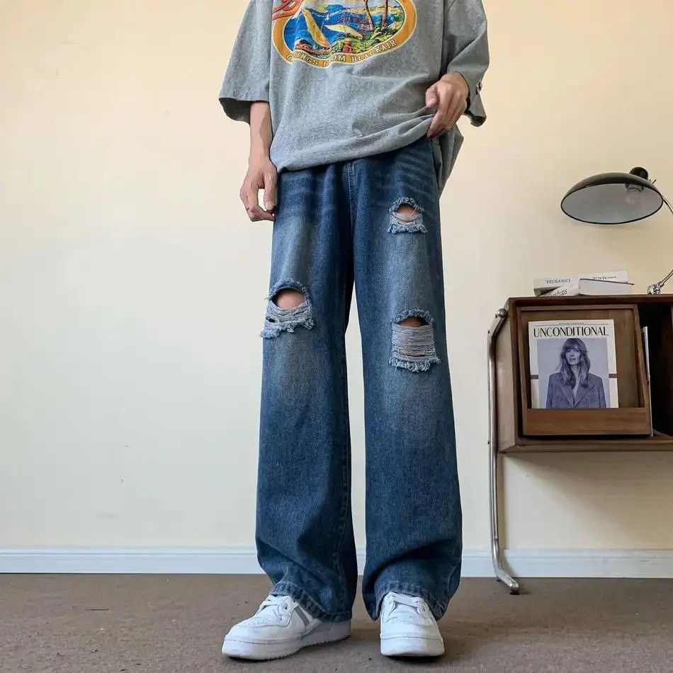 Japanese Brand Retro loose high street ripped jeans Size US 32 / EU 48 - 5 Thumbnail