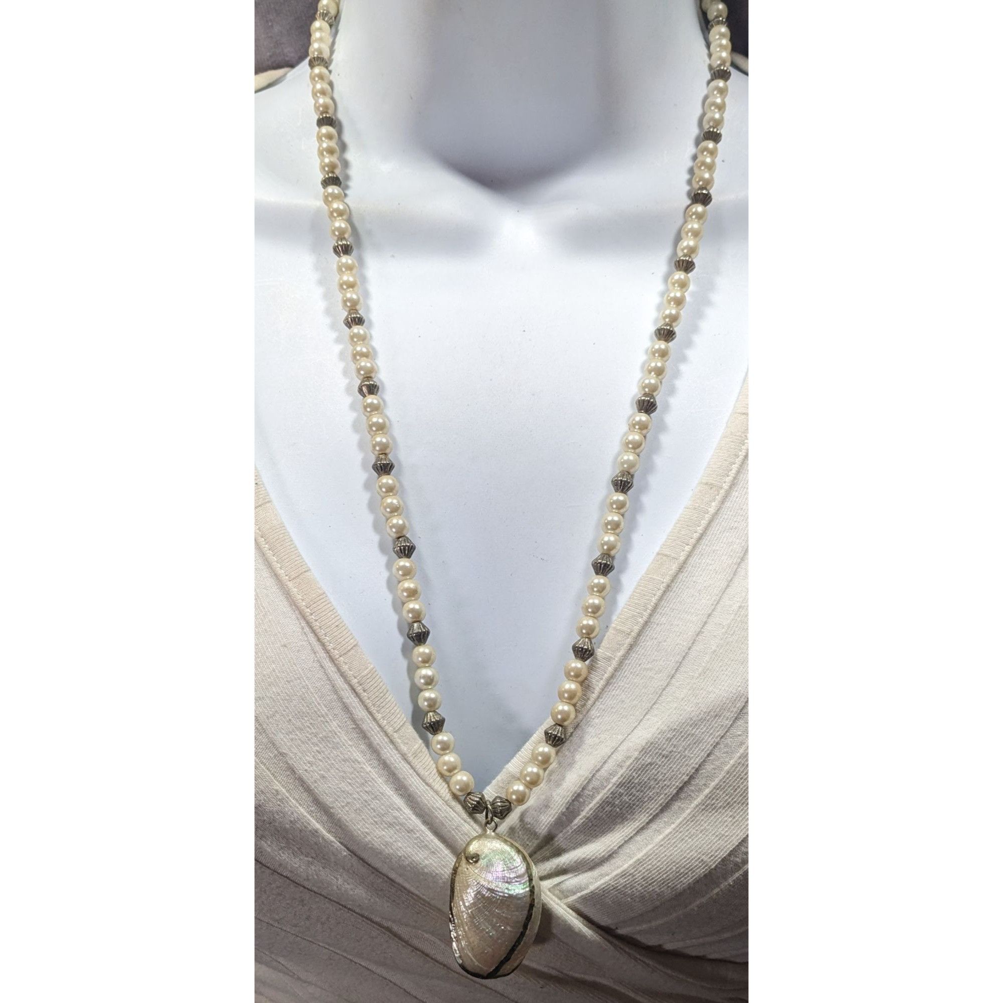 Other Vintage Mermaidcore Faux Pearl Silver Tone And Real Shell Pe Size ONE SIZE - 3 Thumbnail
