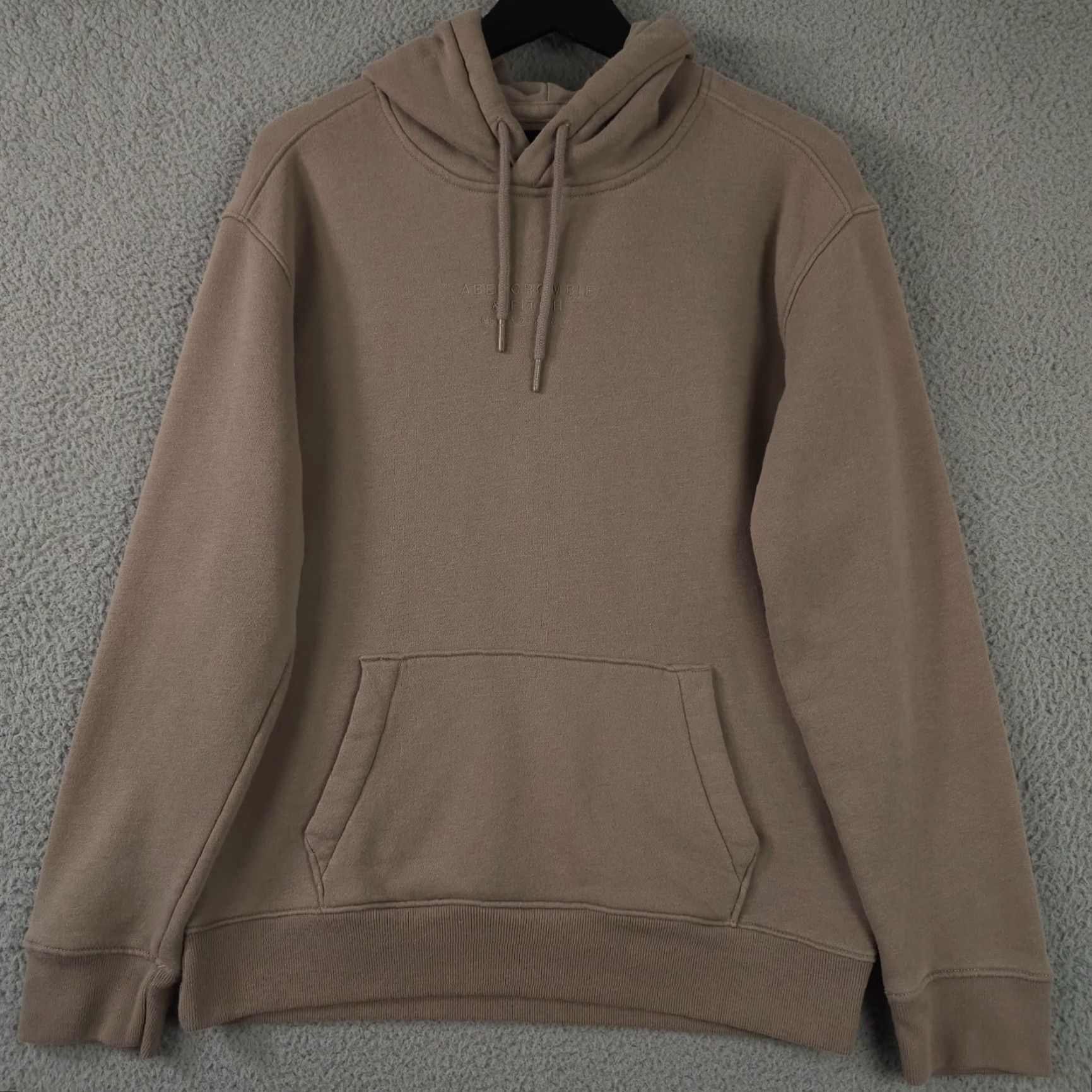 Abercrombie & Fitch Abercrombie & Fitch Hoodie Mens S Beige Essential Popover Logo NYC Sweatshirt Cute Logo Embroidered Cotton Polyester Fleece Mock Neck Pullover Size US S / EU 44-46 / 1 - 2 Thumbnail
