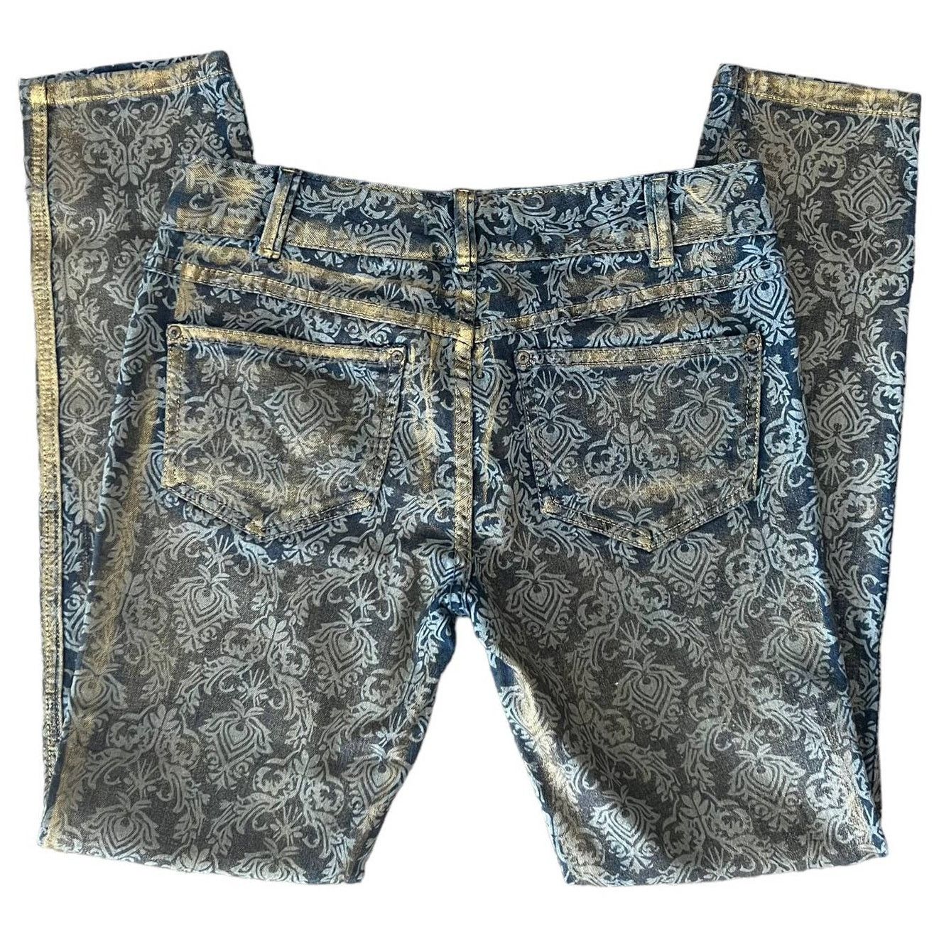 Free People RARE Free People Damask Tapestry Gold Foil Skinny Jeans 27 Size 27" / US 4 / IT 40 - 3 Thumbnail