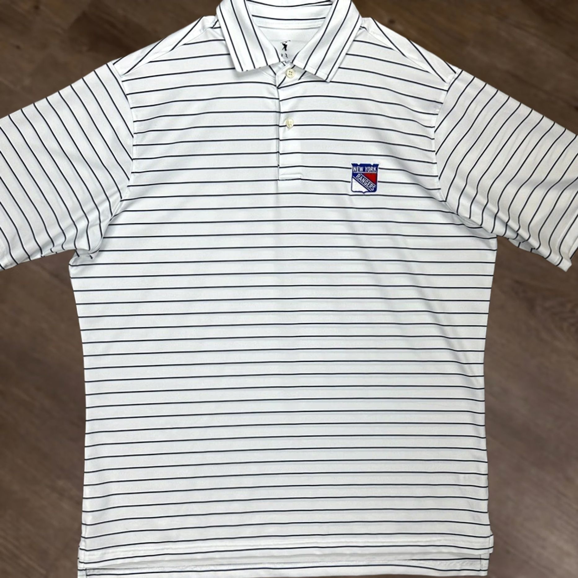 Vintage Fairway & Greene Polo Shirt Mens Large White Pinstripe Rugby Golf Fairway Greene Polo Shirt Mens Size US L / EU 52-54 / 3 - 1 Thumbnail
