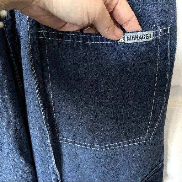 Vintage Vintage Manager Wide Straight Leg Bib Overalls - Medium 🇨🇦 Size 32" / US 10 / IT 46 - 9 Thumbnail