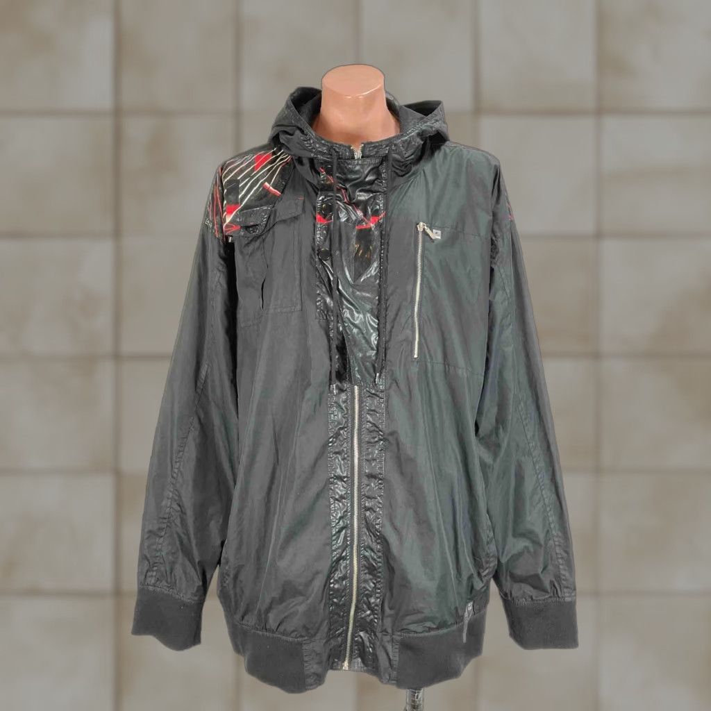 VINTAGE Rocawear Zip-up Jacket Hoodie 5XL Black 90s Grunge Abstract Men Shirt/Outerwear