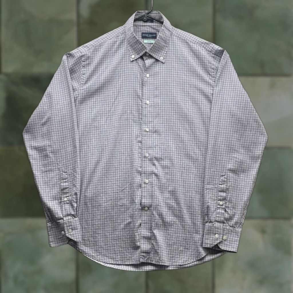 Peter Millar Peter Millar Shirt Mens Large L Flex Finish Blue Micro Gingham Check Button Down Size US L / EU 52-54 / 3 - 1 Thumbnail