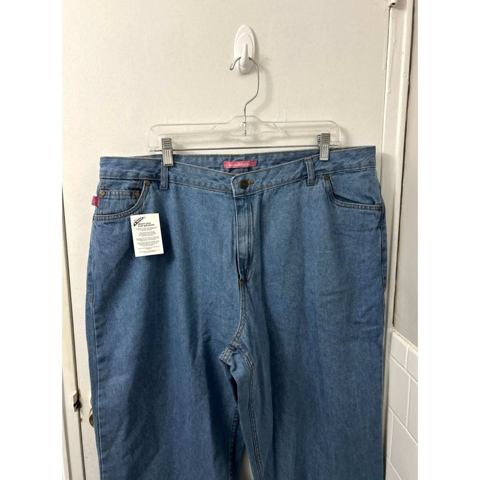 Vintage VINTAGE Woman Within Jeans Womens 20x28 Blue Wash Natural Fit Straight Leg Denim NWT Size 42" / US 20 - 2 Thumbnail